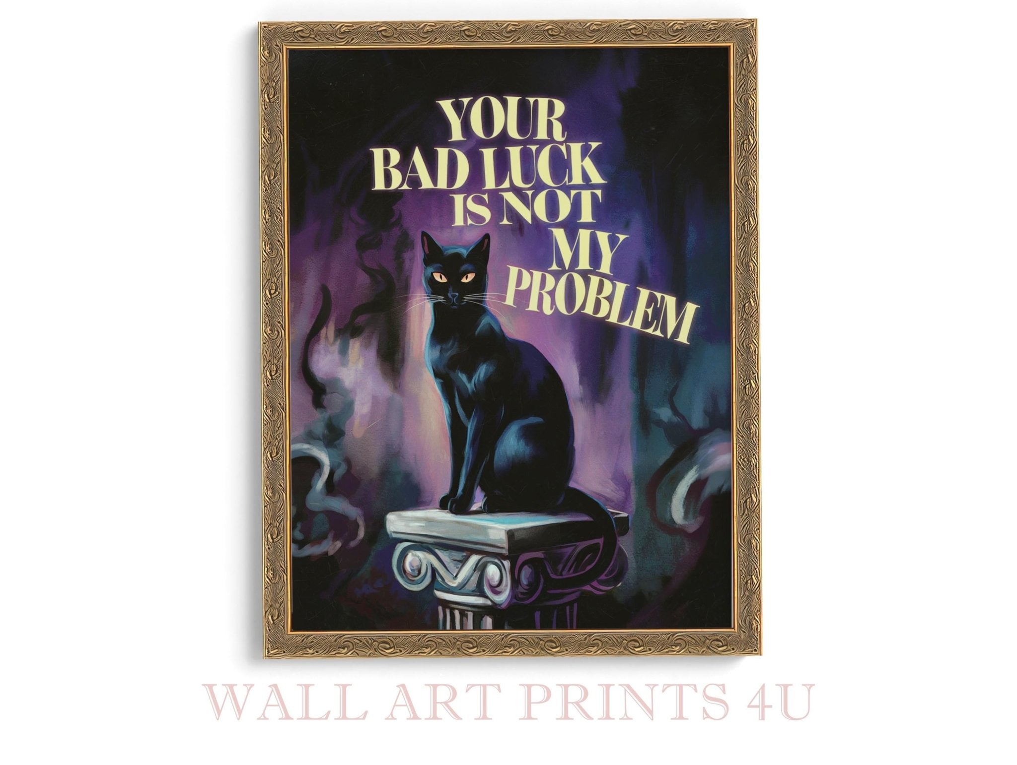 Black Cat Framed Print Bad Luck Gothic Wall Art Superstition Decor Witchy Mystical Gift - WallArtPrints4U