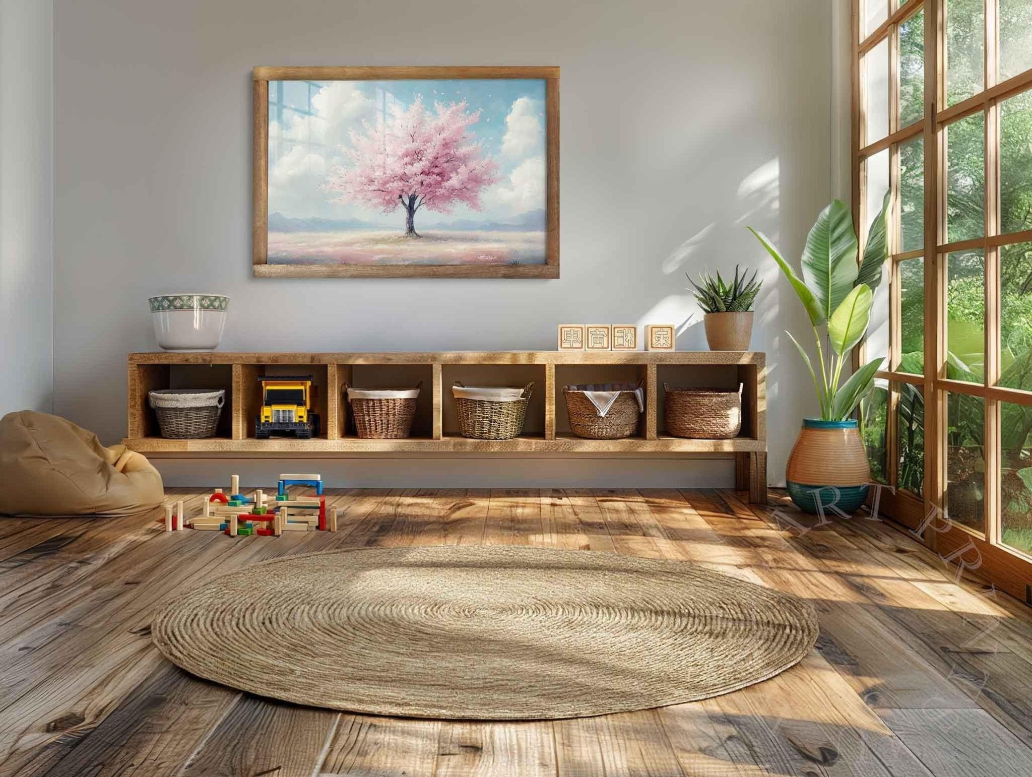 Cherry Blossom Digital Art Japanese Sakura Pink Watercolor Floral Minimalist Printable Pastel Wall Decor - WallArtPrints4U