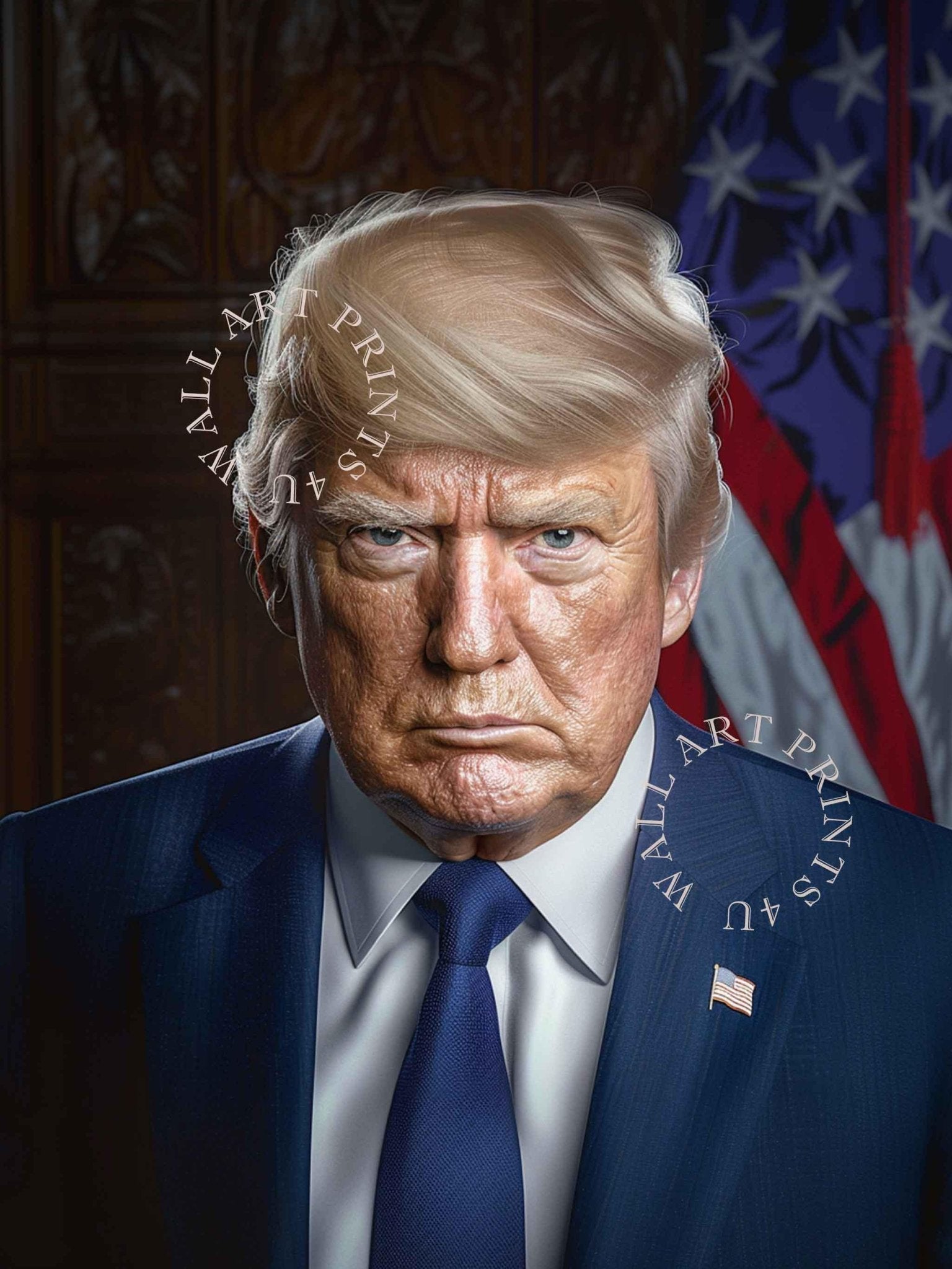 Donald Trump Canvas Print Cinematic Presidential Portrait Version 02 47th President Patriotic USA Art Gift - WallArtPrints4U