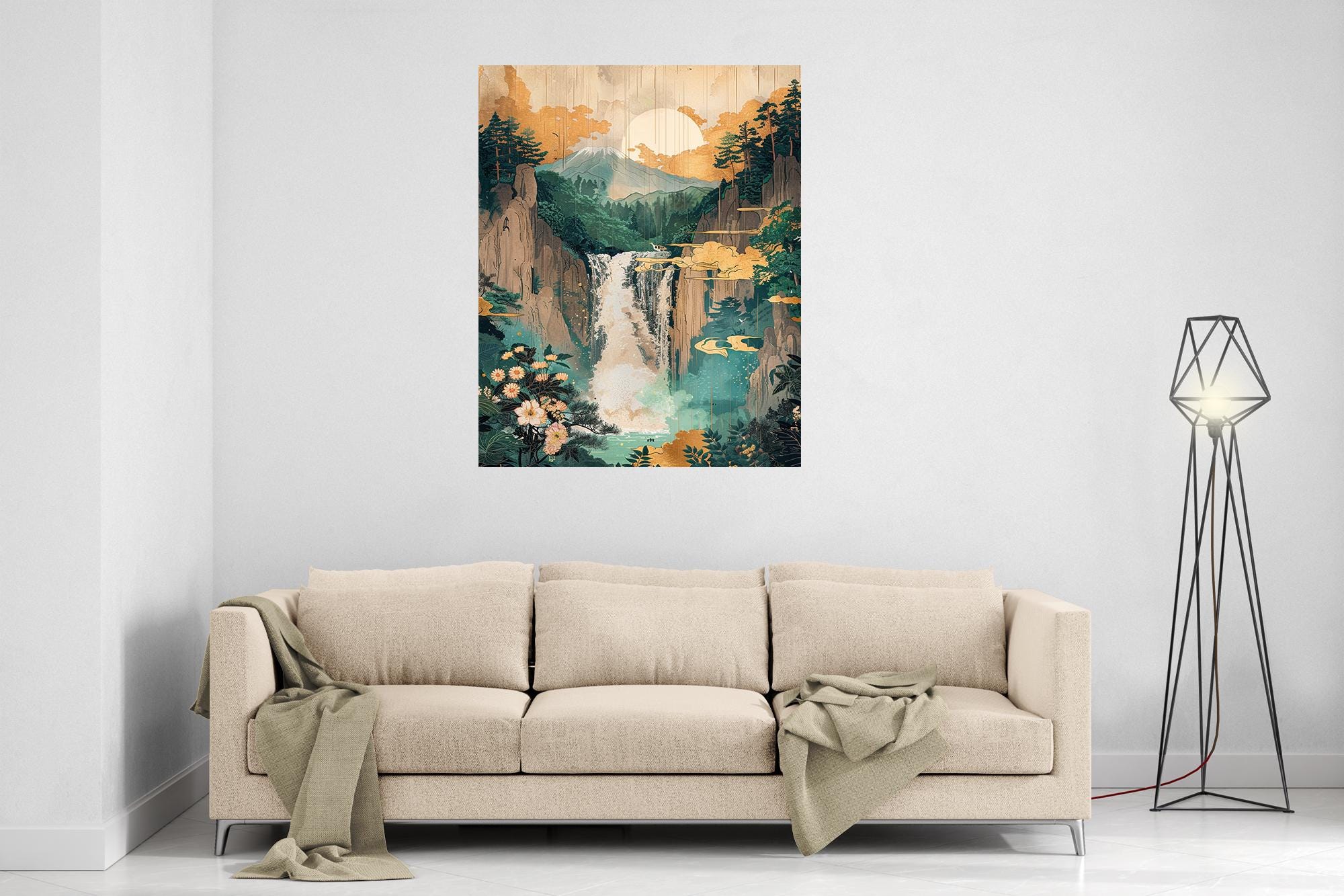 Japanese Ukiyo E Summer Waterfall Poster Vintage Japan Woodblock Print Wall Art Tropical Landscape Print - WallArtPrints4U