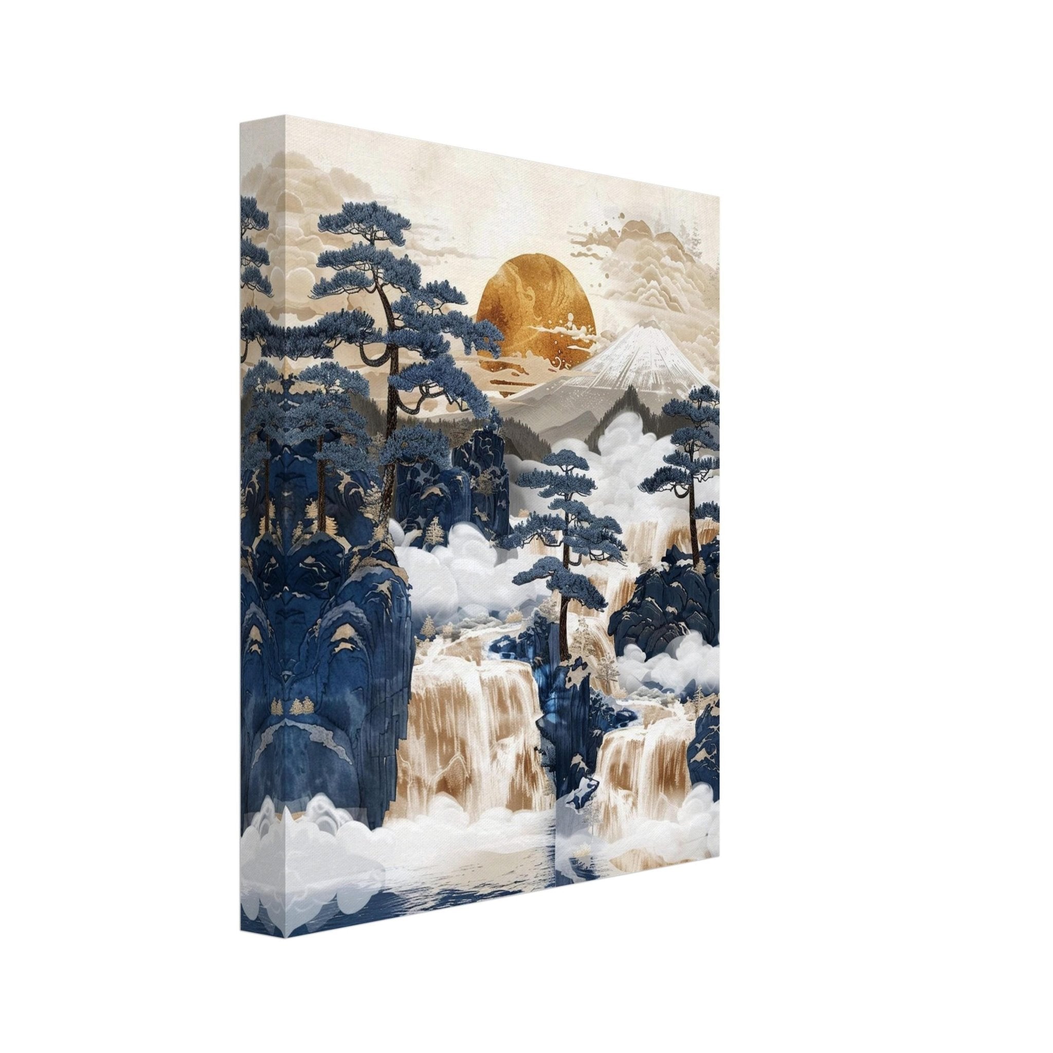 Japanese Ukiyo - E Winter Waterfall Canvas Print Vintage Japan Woodblock Wall Art Snowy Mountain Painting - WallArtPrints4U
