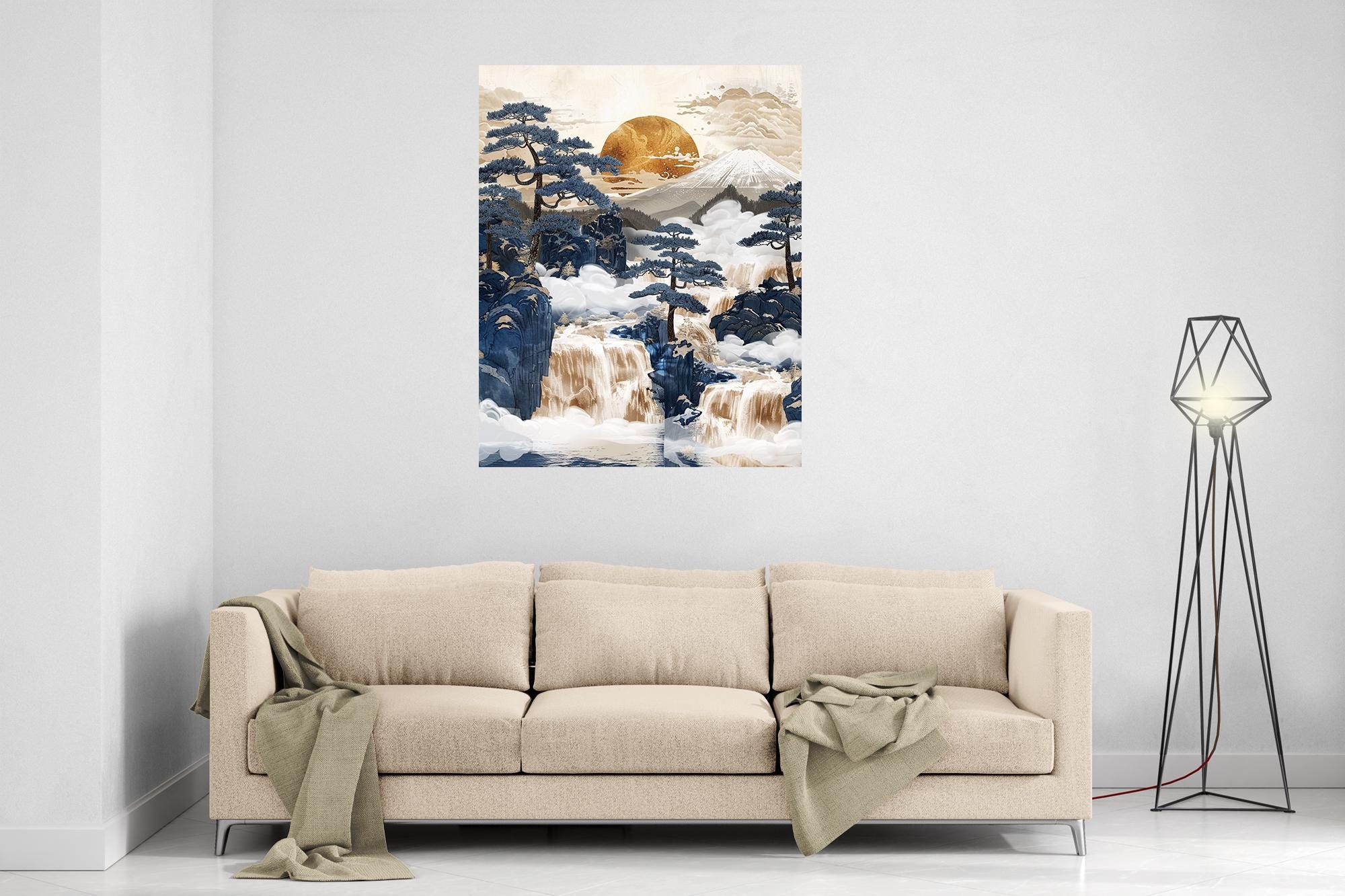 Japanese Ukiyo E Winter Waterfall Poster Vintage Japan Woodblock Print Wall Art Snowy Mountain Print - WallArtPrints4U