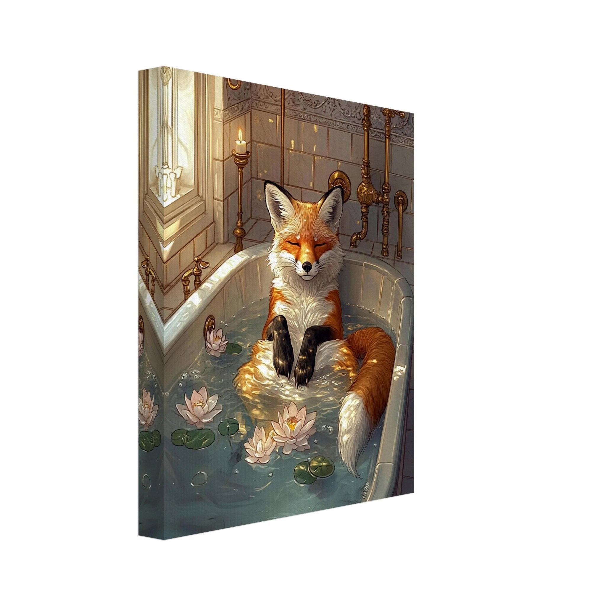 Mindful Fox Canvas Vintage Bathtub Wall Art Feminist Meditation Decor Jungle Luxury Aesthetic - WallArtPrints4U