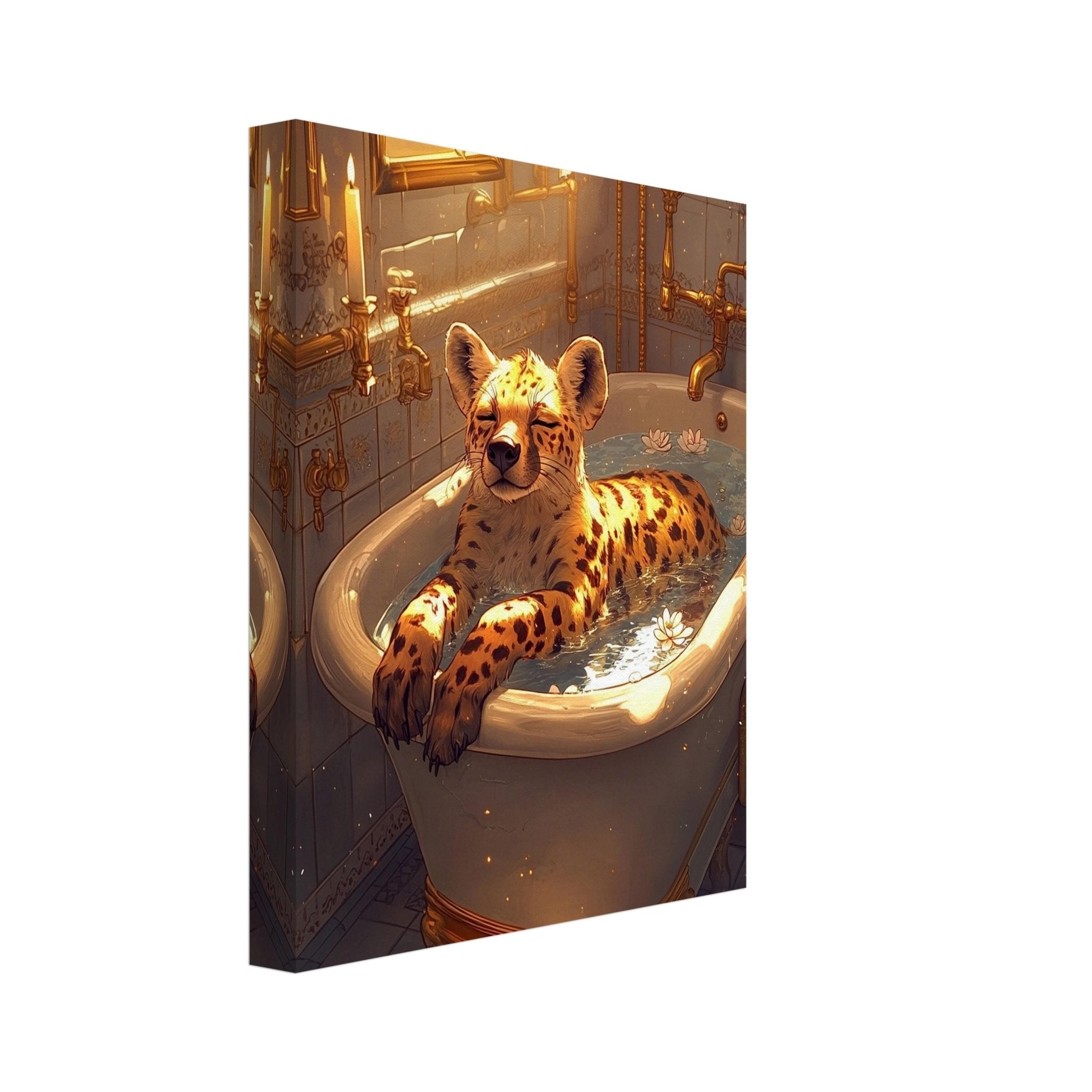 Mindful Hyena Canvas Vintage Bathtub Wall Art Feminist Meditation Decor - WallArtPrints4U
