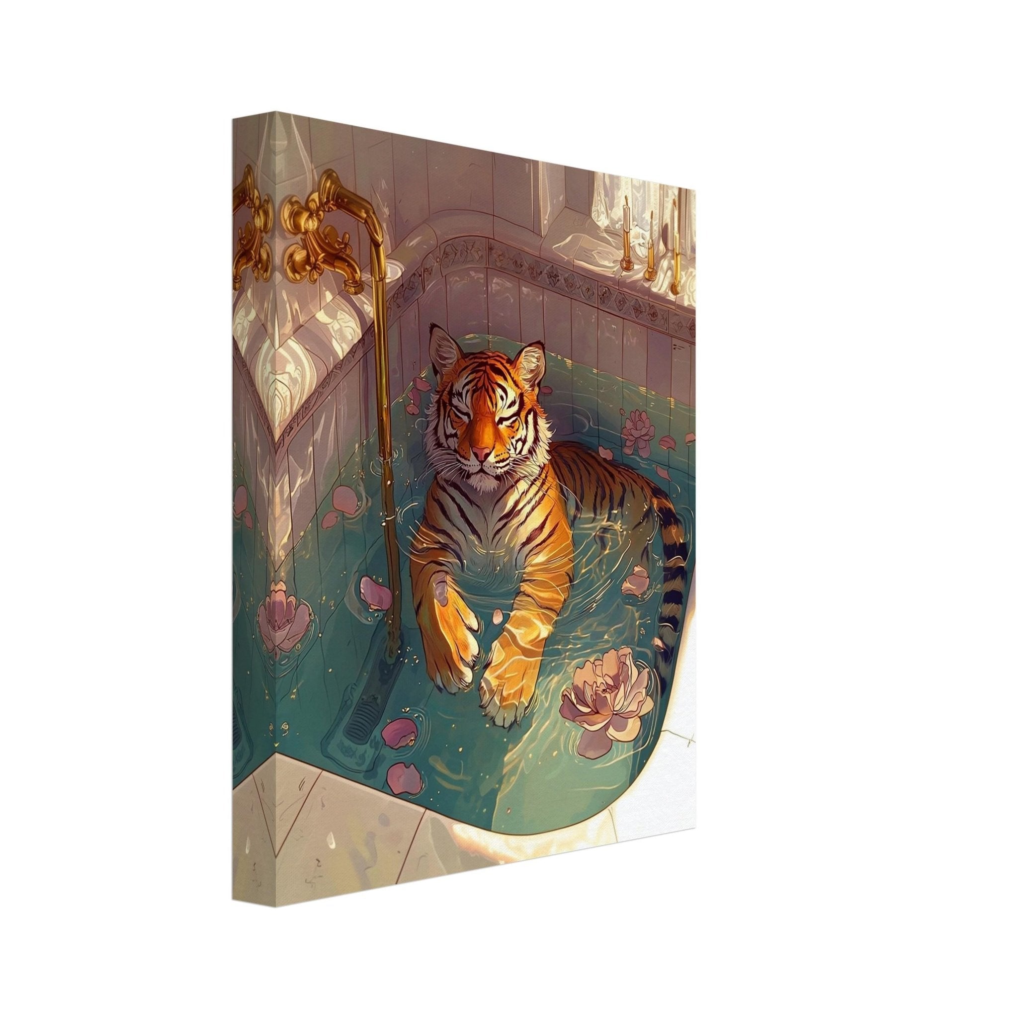 MIndful Tigress Canvas In Vintage Bathtub Feminist Maximalist Canvas Print Wall Art Bathroom Decor Trendy Tiger Gift 3 - WallArtPrints4U