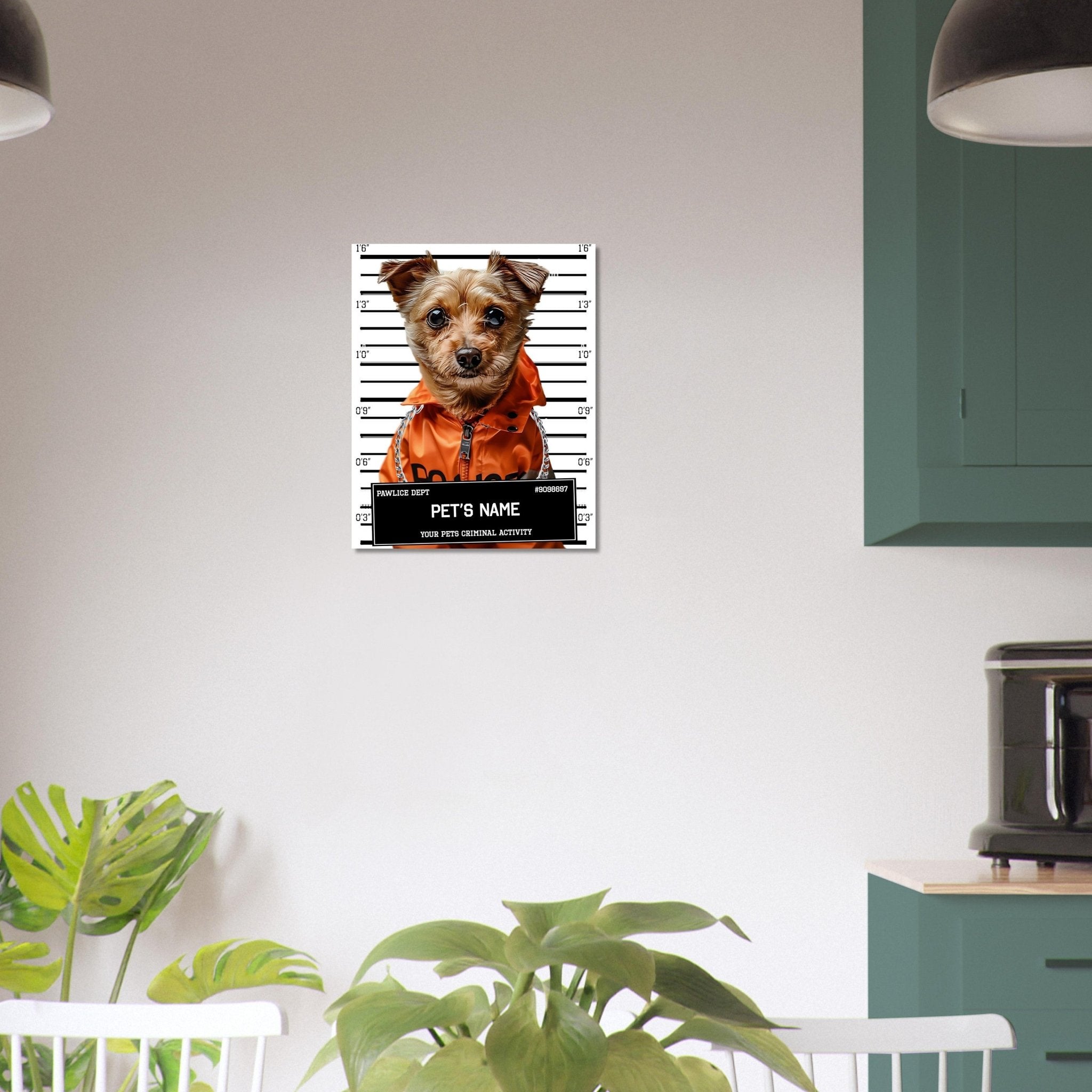 Small Dog Portrait Poster Custom Print, Police Mugshot, Pet Criminal Poster - WallArtPrints4U