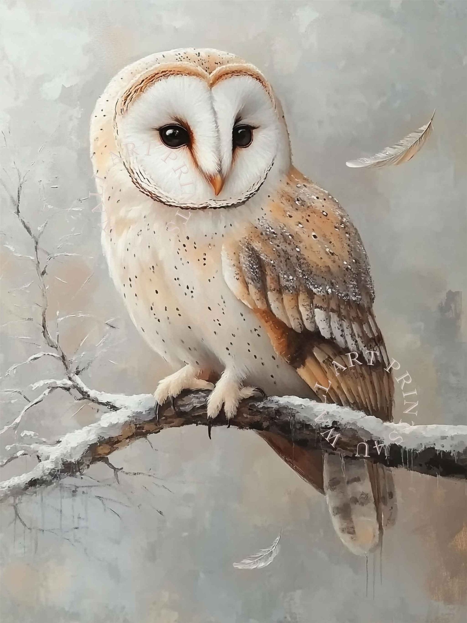 Vintage Barn Owl Poster Print Perfect for Home Decor - WallArtPrints4U