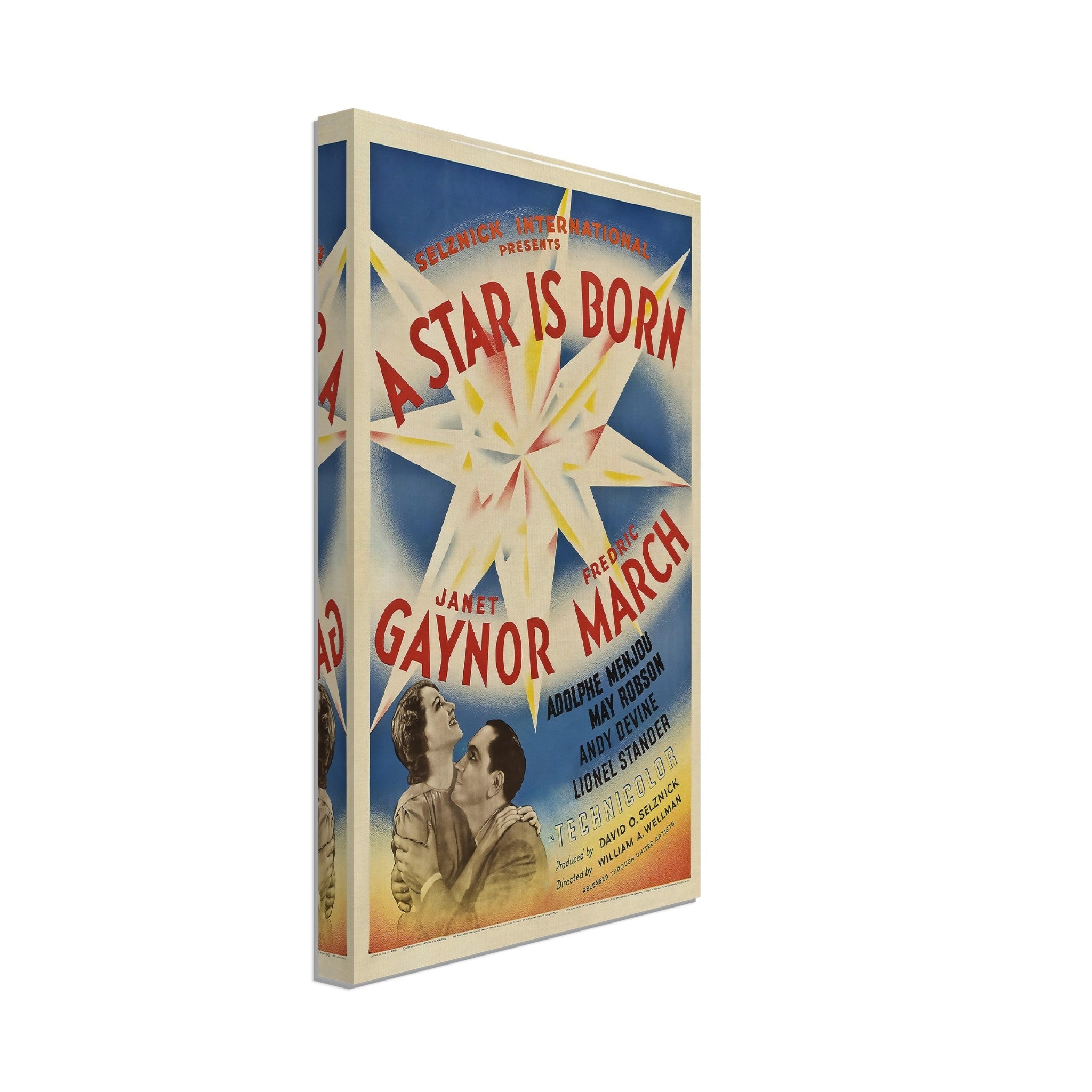 A Star Is Born Canvas, Original Movie Canvas 1937 Canvas Film Art - Janet Gaynor, Fredric March, Adolphe Menjou - WallArtPrints4U