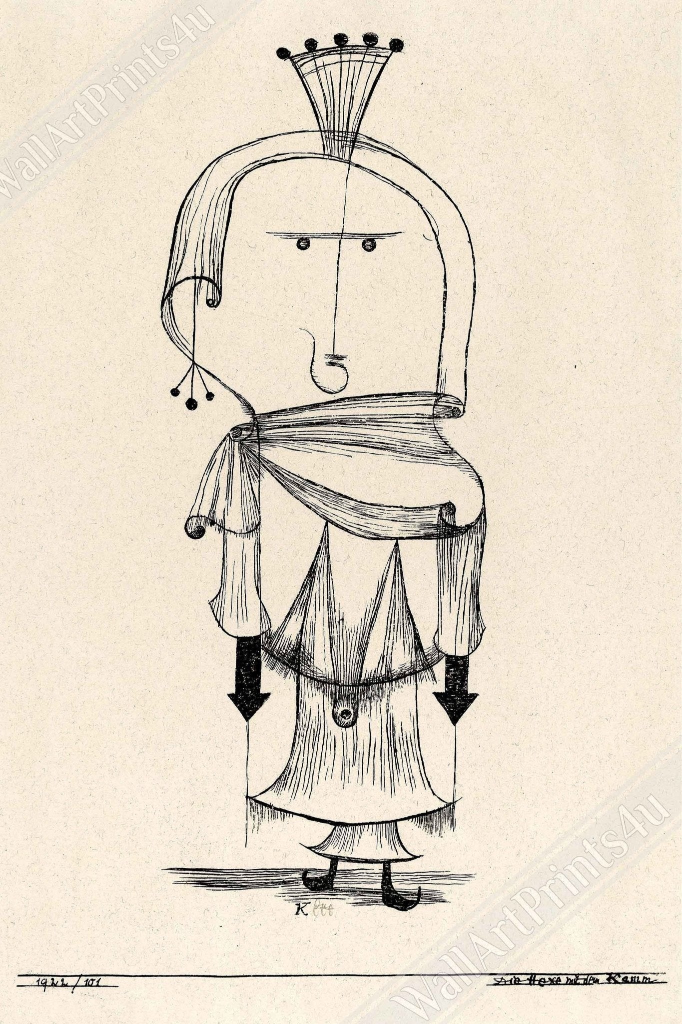 Abstract Witch Poster, Paul Klee Witch Comb Print, Paul Klee Prints Abstract Witch Art - WallArtPrints4U