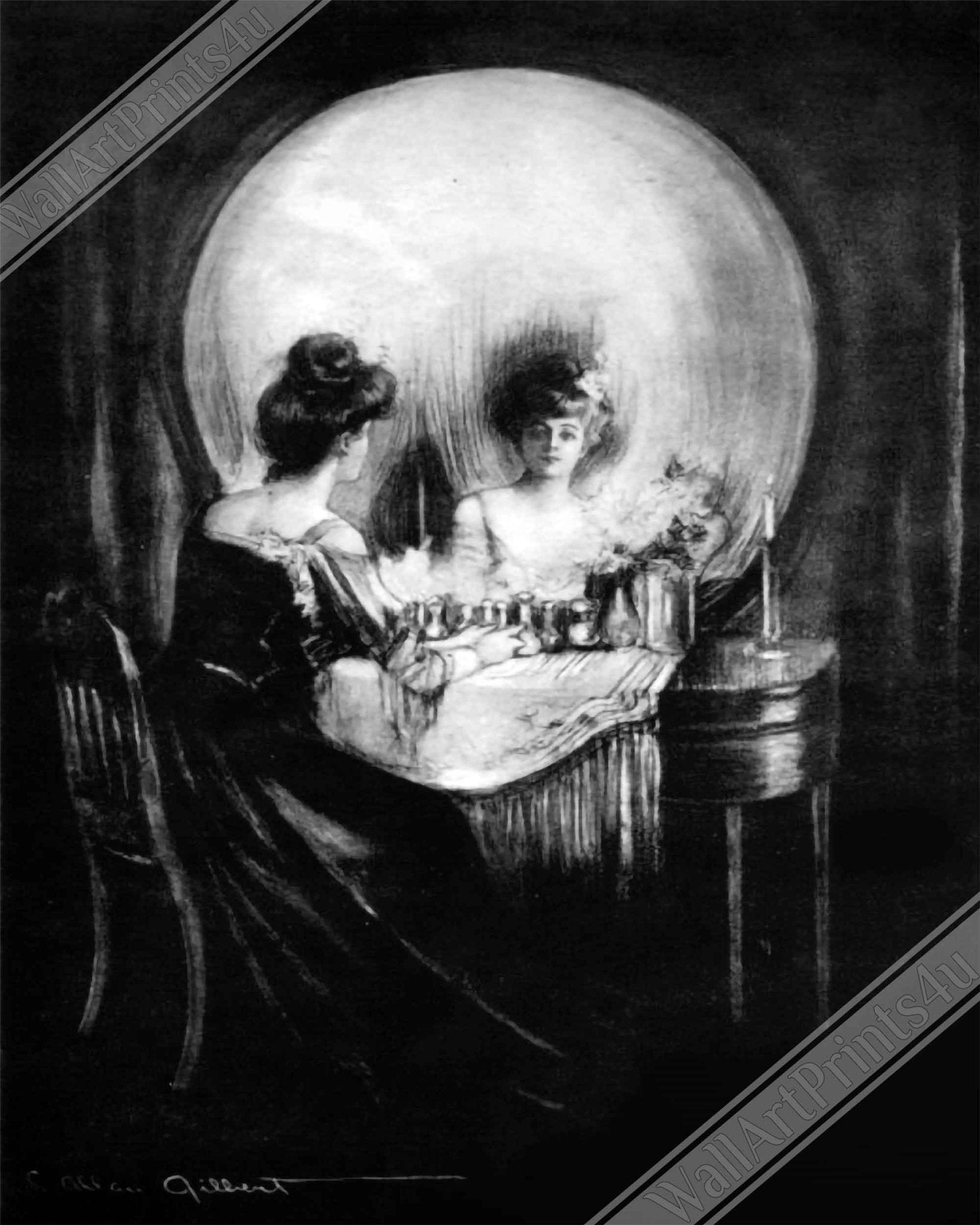 All Is Vanity Poster - Human Skull Illusion Poster - All Is Vanity Print Charles Allan Gilbert - WallArtPrints4U