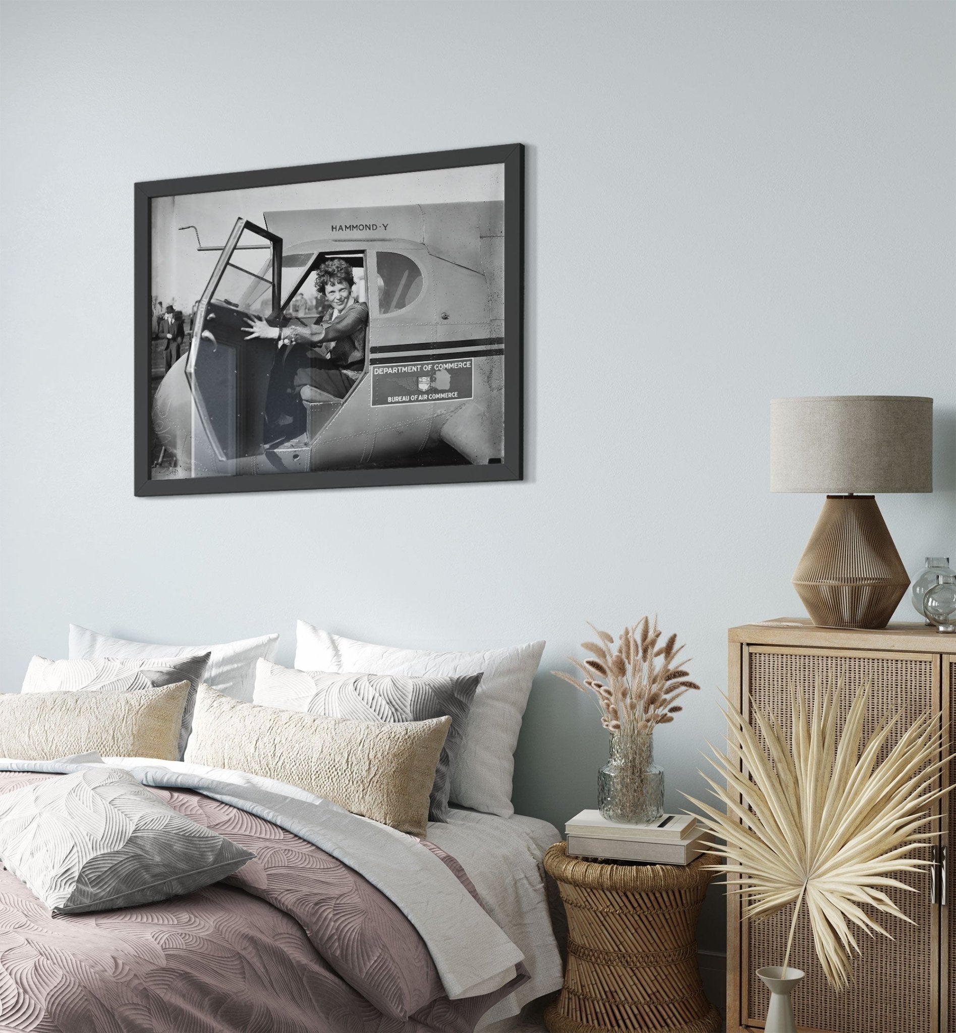 Amelia Earhart Framed, American Aviatrix Author, Vintage Photo Framed Print - WallArtPrints4U
