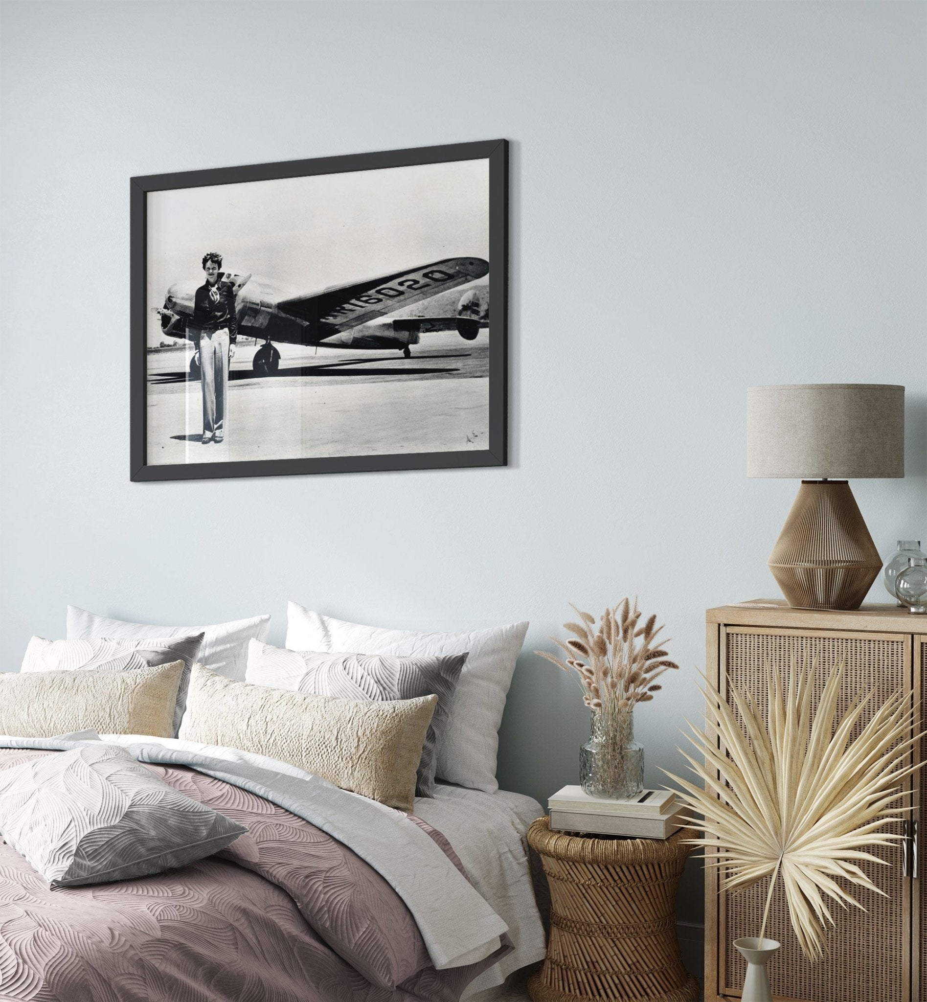 Amelia Earhart Framed Print, With Plane She Disappeared In, Vintage Photo, Amelia Earhart Print - Legend Of Aviation - WallArtPrints4U