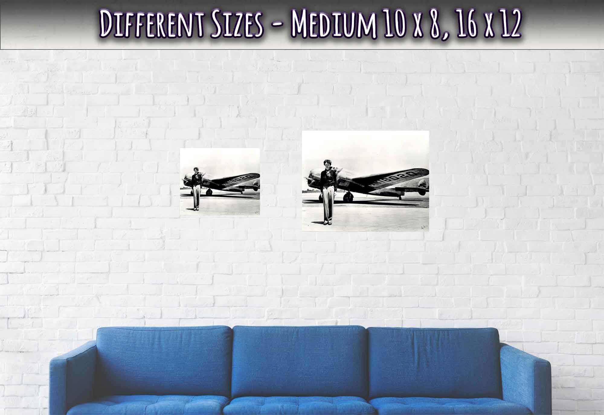 Amelia Earhart Poster, With Plane She Disappeared In, Vintage Photo, Amelia Earhart Print - Legend Of Aviation - WallArtPrints4U