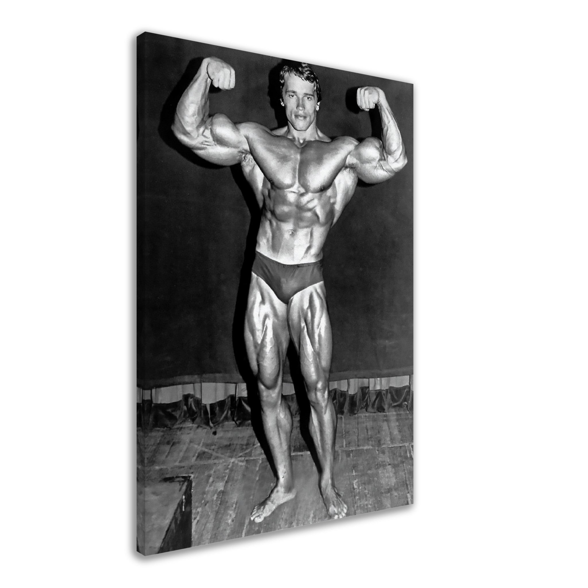 Arnold Schwarzenegger Canvas Print, Double Biceps Famous Pose, Vintage Photo Portrait, Arnold Schwarzenegger Print - WallArtPrints4U