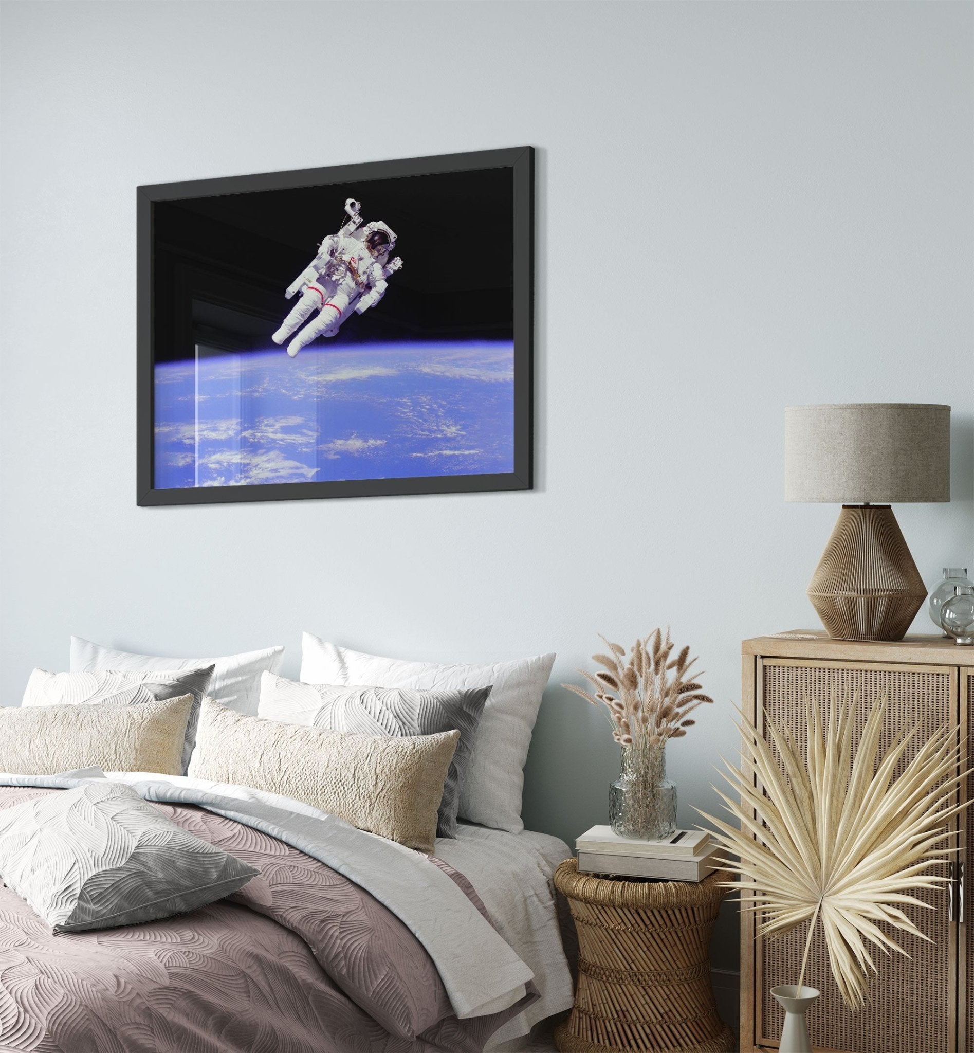 Astronaut Framed - Vintage Astronaut "Free Flying" Away From Ship Using Mmu - WallArtPrints4U