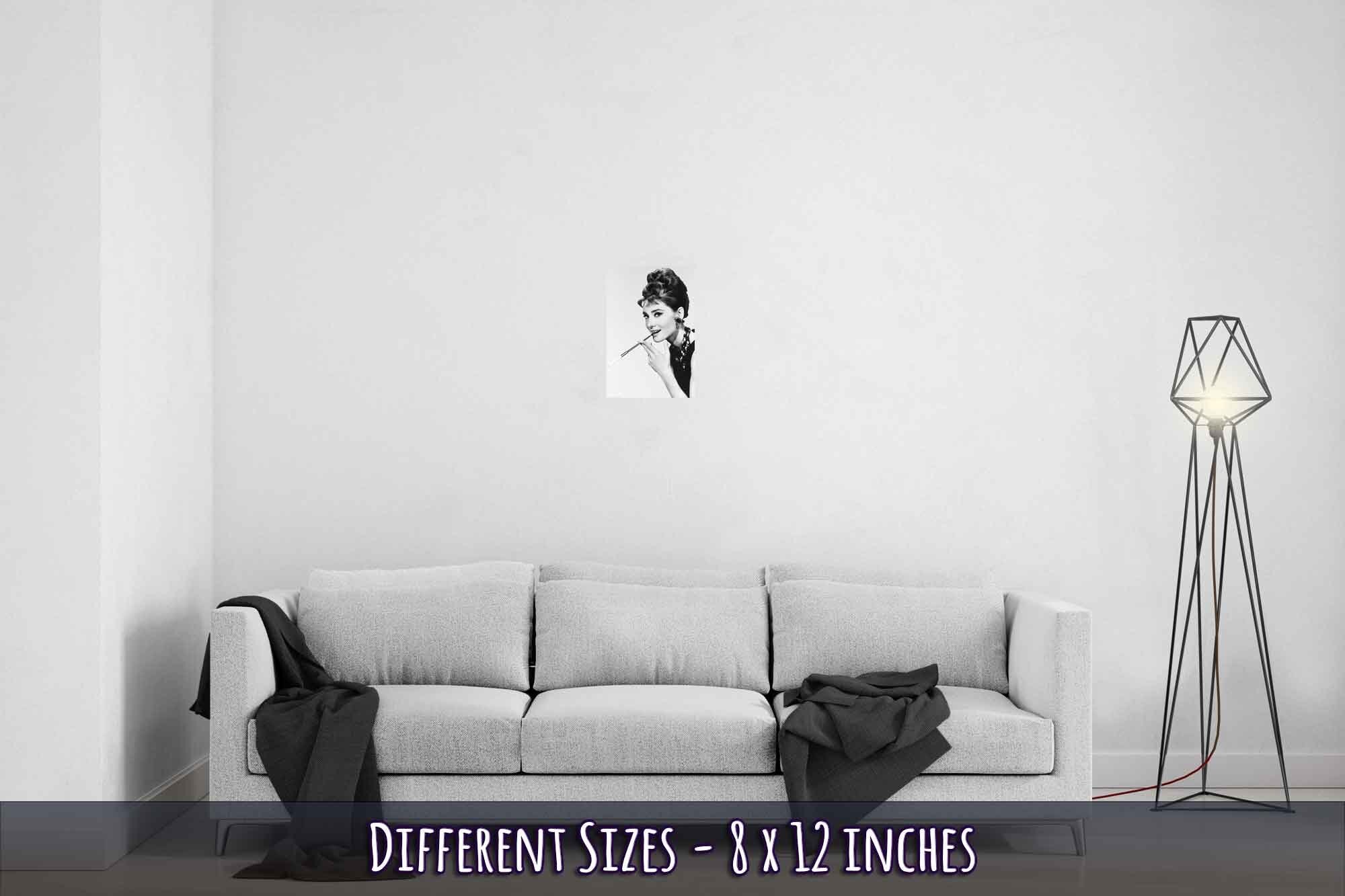 Audrey Hepburn Poster, Smoking Fashion Icon, Rare Photo, Sex Symbol Audrey Hepburn Print - WallArtPrints4U