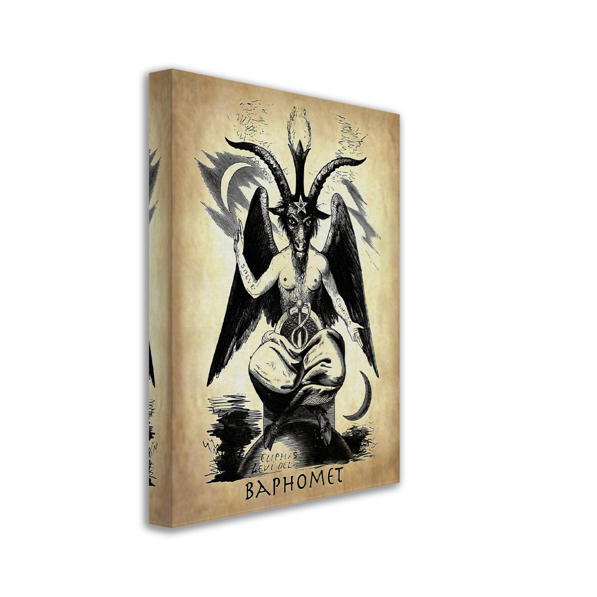 Baphomet Canvas, Parchment Devil Halloween Wall Art, Satanic Goat Giant Canvas - WallArtPrints4U
