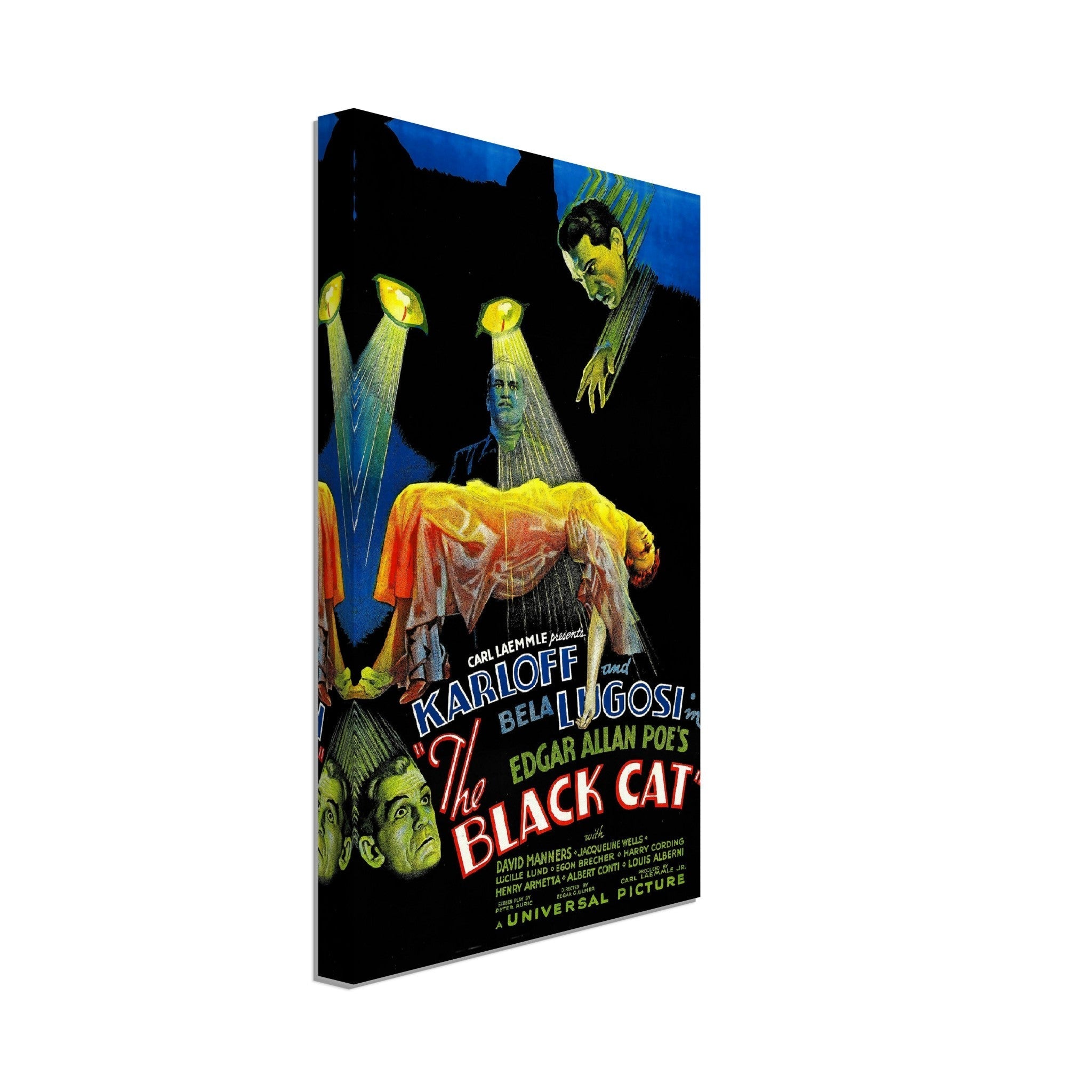 Black Cat Canvas, Vintage Horror Movie Canvas 1934 - Boris Karloff, Bela Lugosi, Jacqueline Wells - WallArtPrints4U