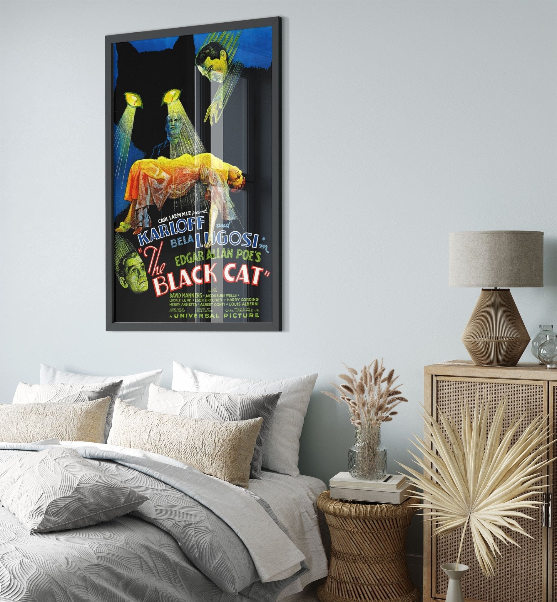 Black Cat Framed, Vintage Horror Movie Framed 1934 - Boris Karloff, Bela Lugosi, Jacqueline Wells - WallArtPrints4U
