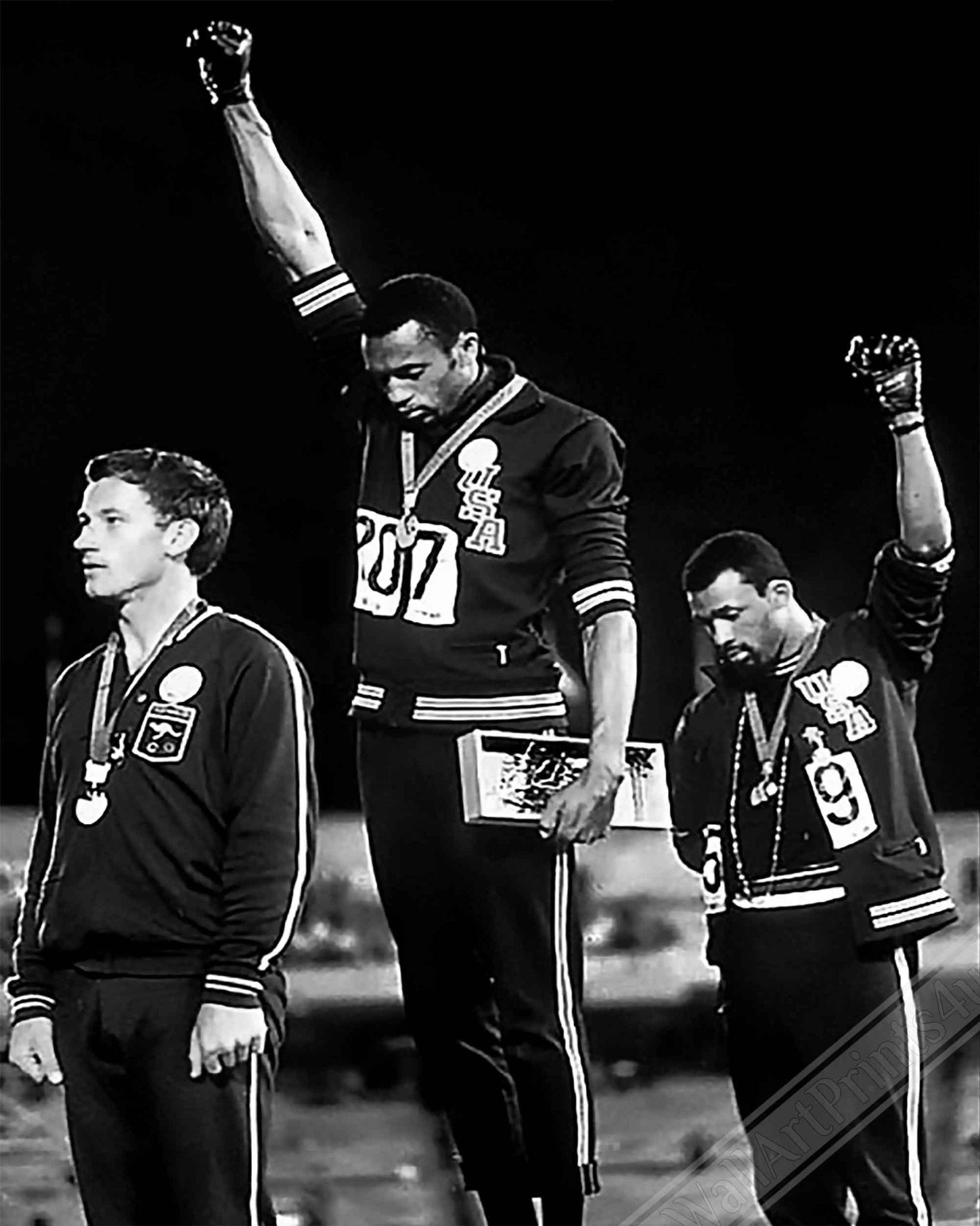 Black History Poster, Famous Photo Print From 1968 In Black & White Vintage Black History Salute Poster - WallArtPrints4U