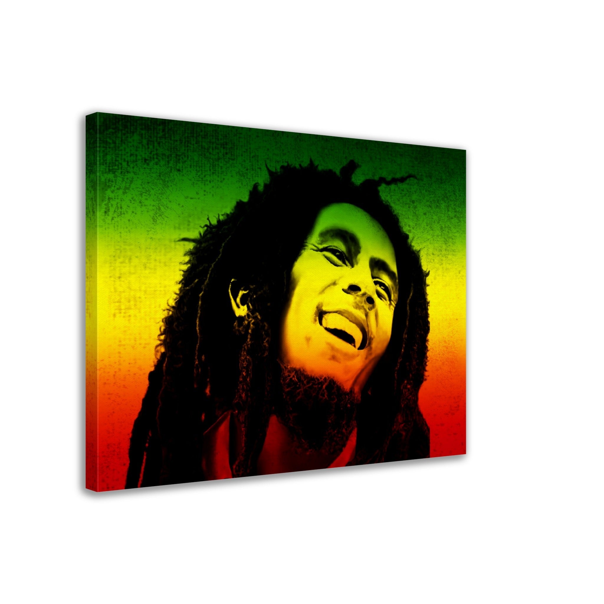 Bob Marley Canvas, Vintage Photo Portrait Rasta Colors - Bob Marley Canvas Print - WallArtPrints4U