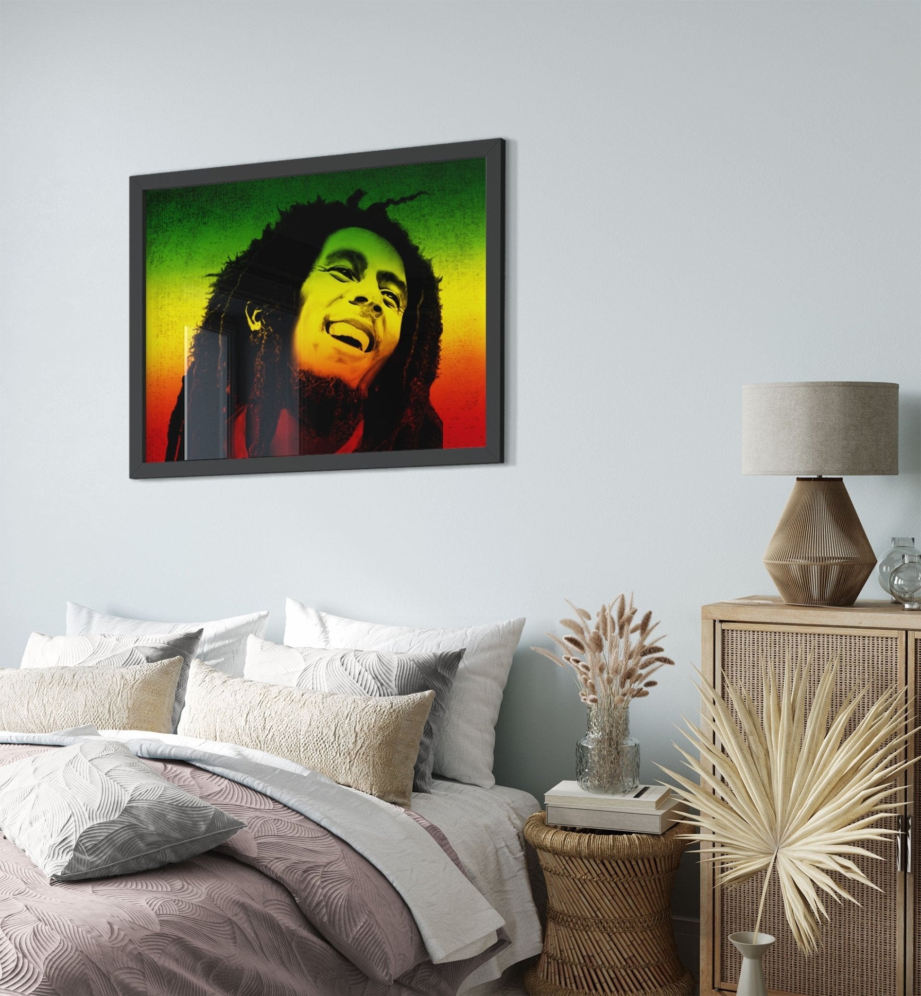 Bob Marley Framed, Vintage Photo Portrait Rasta Colors - Bob Marley Framed Print - WallArtPrints4U