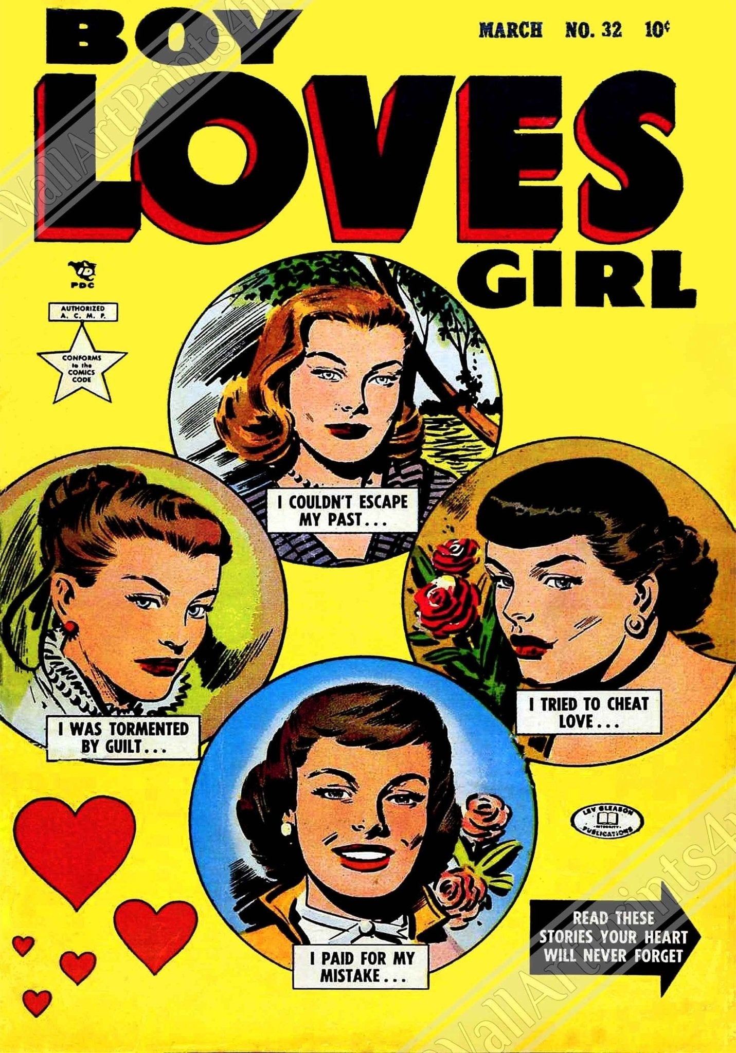 Boy Loves Girl Canvas Print - Vintage Romance Canvas From 1953 - WallArtPrints4U