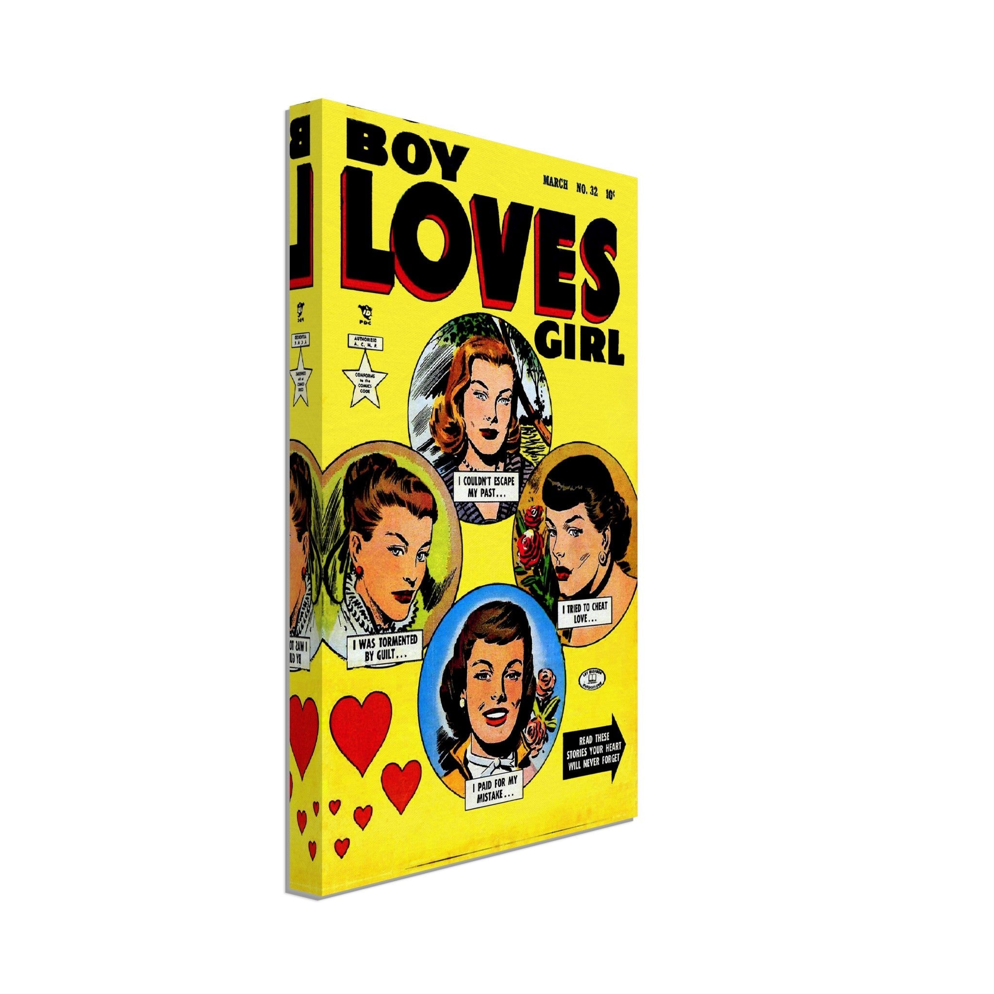 Boy Loves Girl Canvas Print - Vintage Romance Canvas From 1953 - WallArtPrints4U