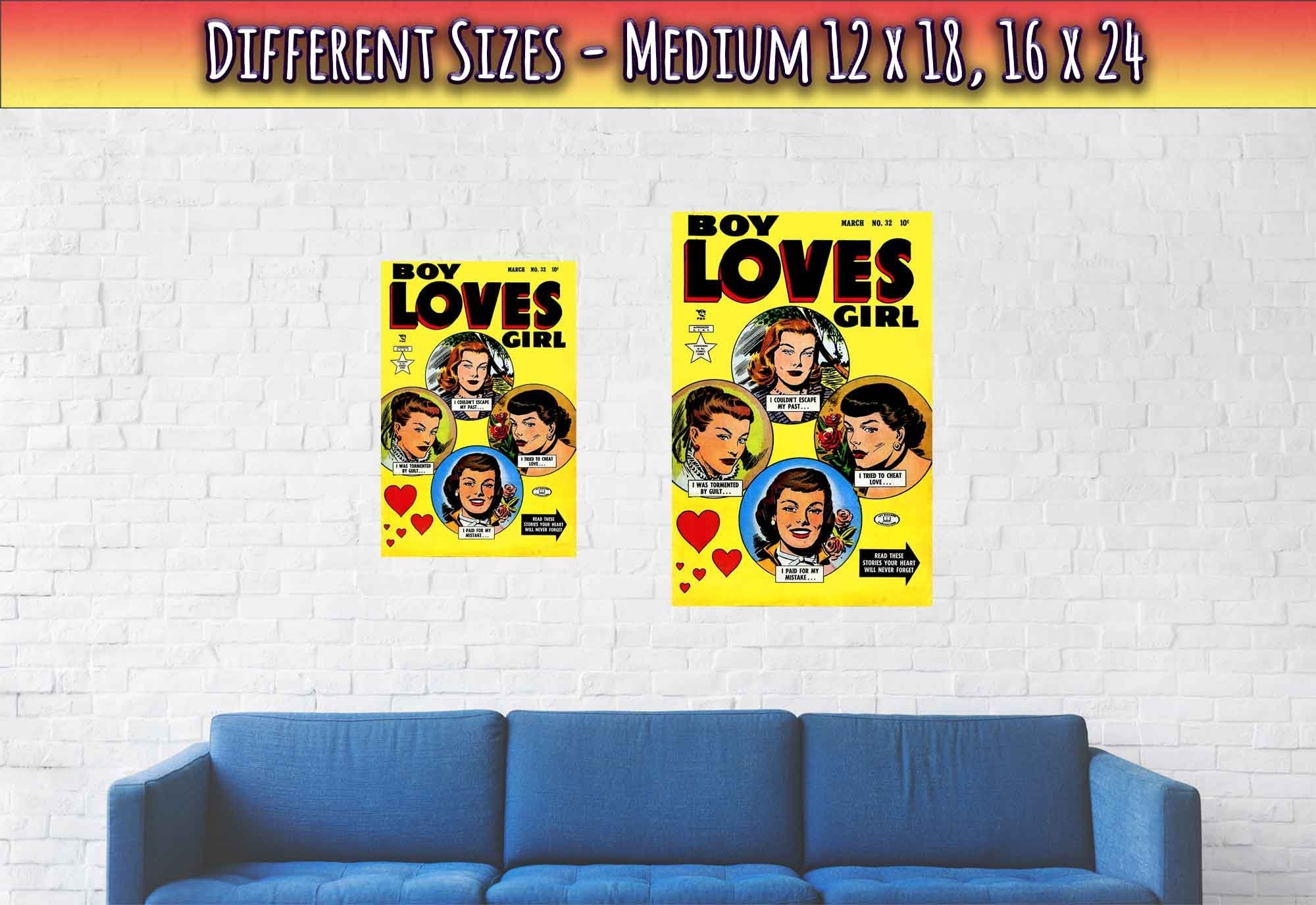 Boy Loves Girl Poster Print - Vintage Romance Poster From 1953 - WallArtPrints4U