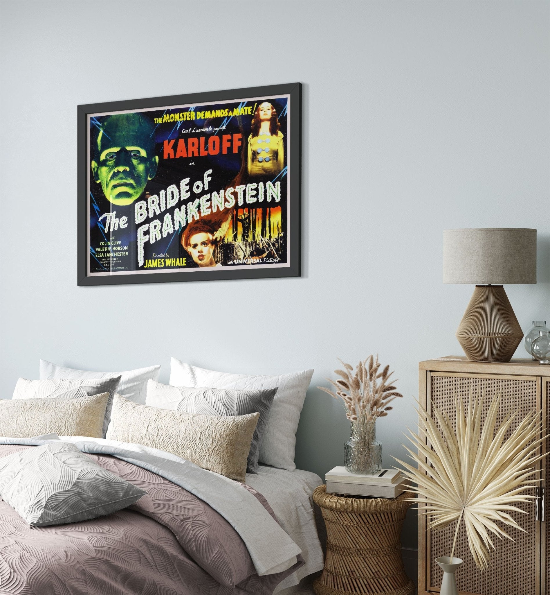 Bride Of Frankenstein Framed, Vintage Horror Movie Framed 1935 Framed Film Art - Boris Karloff - Elsa Lancaster - WallArtPrints4U