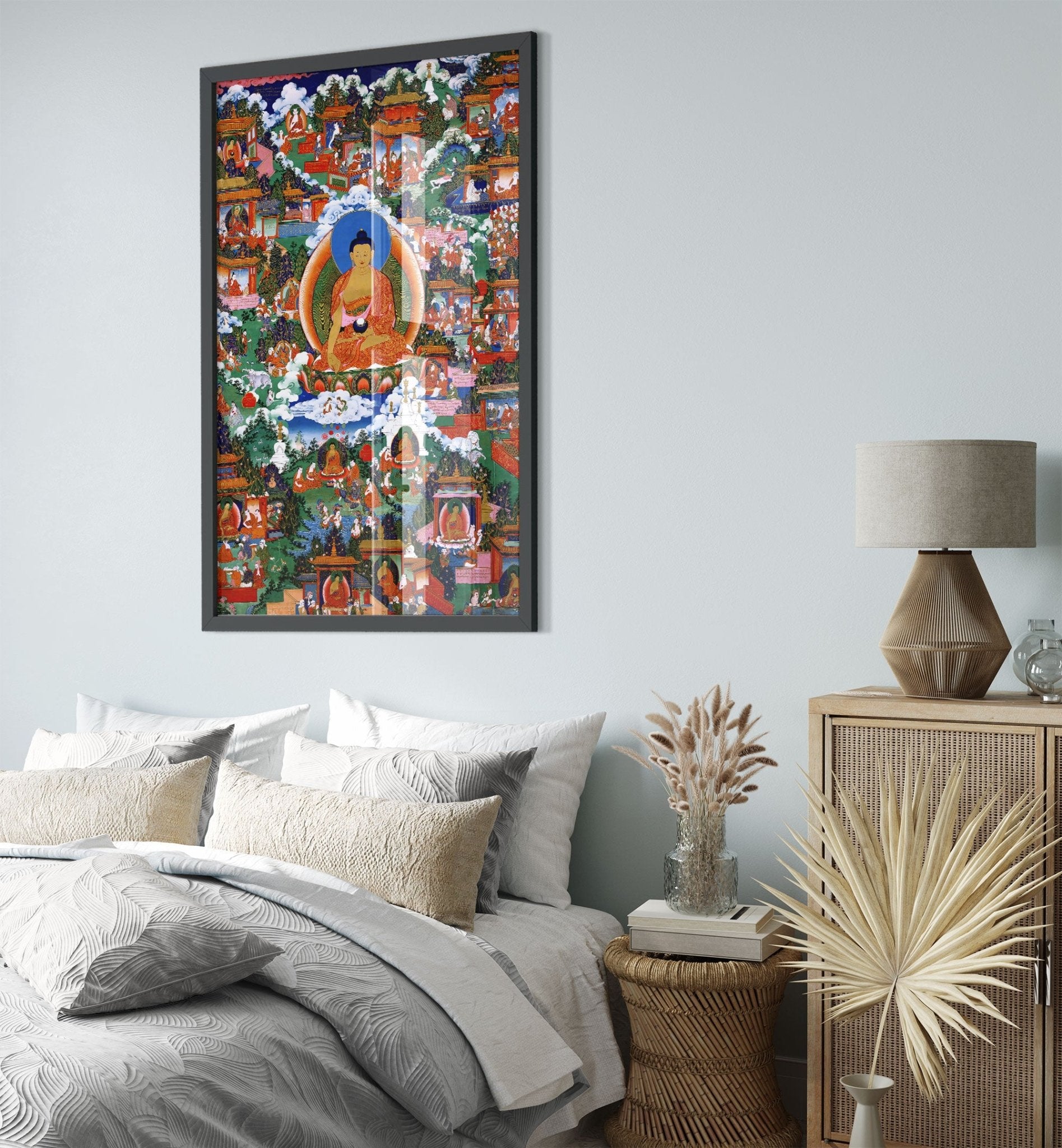 Buddha Framed Print, Antique Vintage From 1800'S Avadana Scenes - Buddha Print - Beautiful Colors - WallArtPrints4U