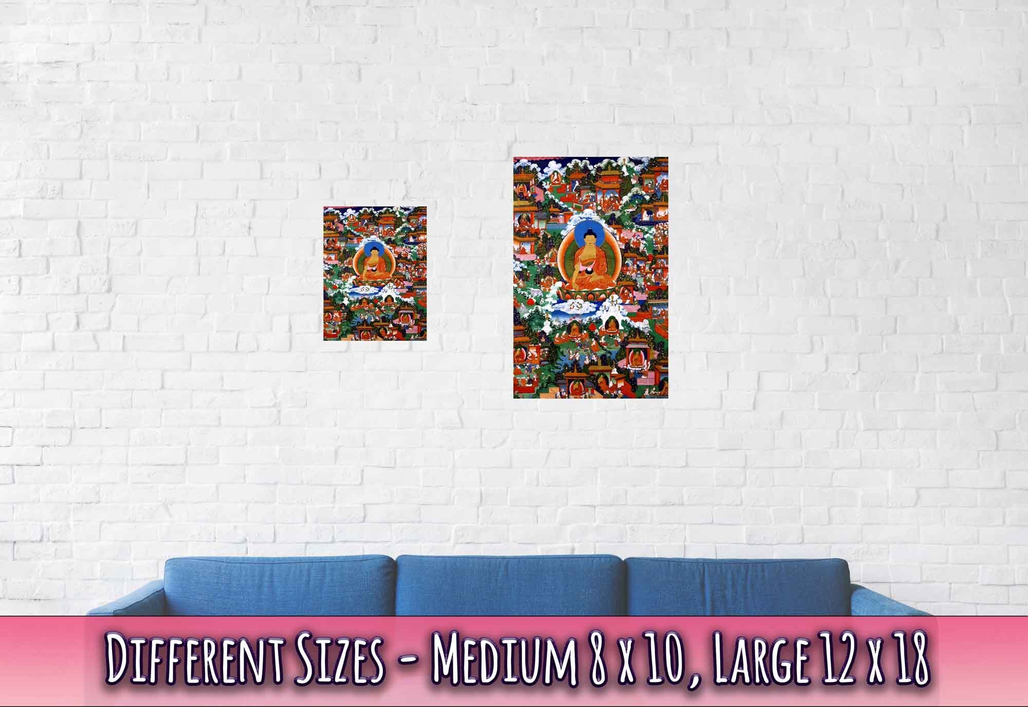Buddha Poster, Antique Vintage From 1800'S Avadana Scenes - Buddha Print - Beautiful Colors - WallArtPrints4U