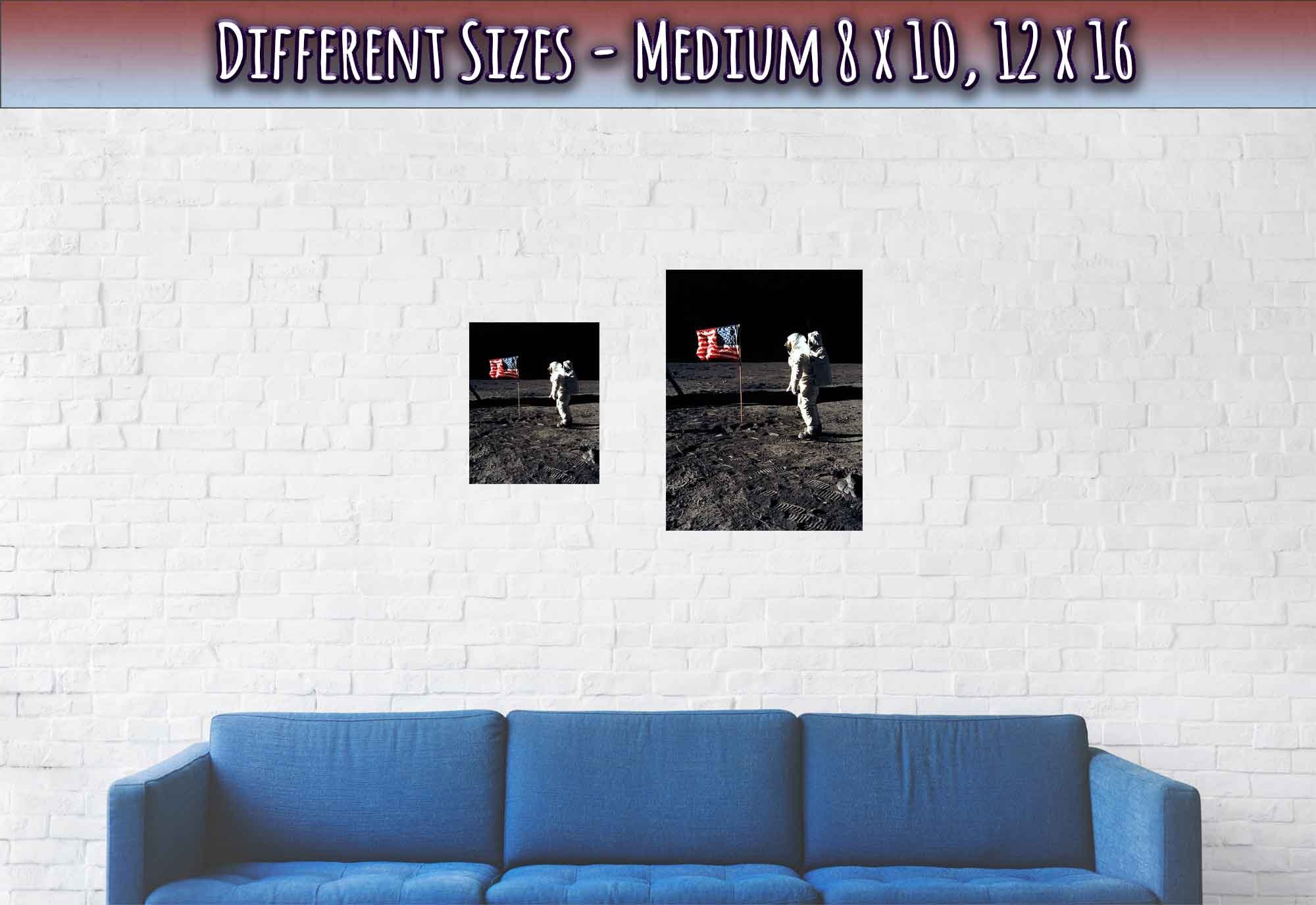 Buzz Aldrin Moon Poster - Planting Usa Flag On The Moon - WallArtPrints4U