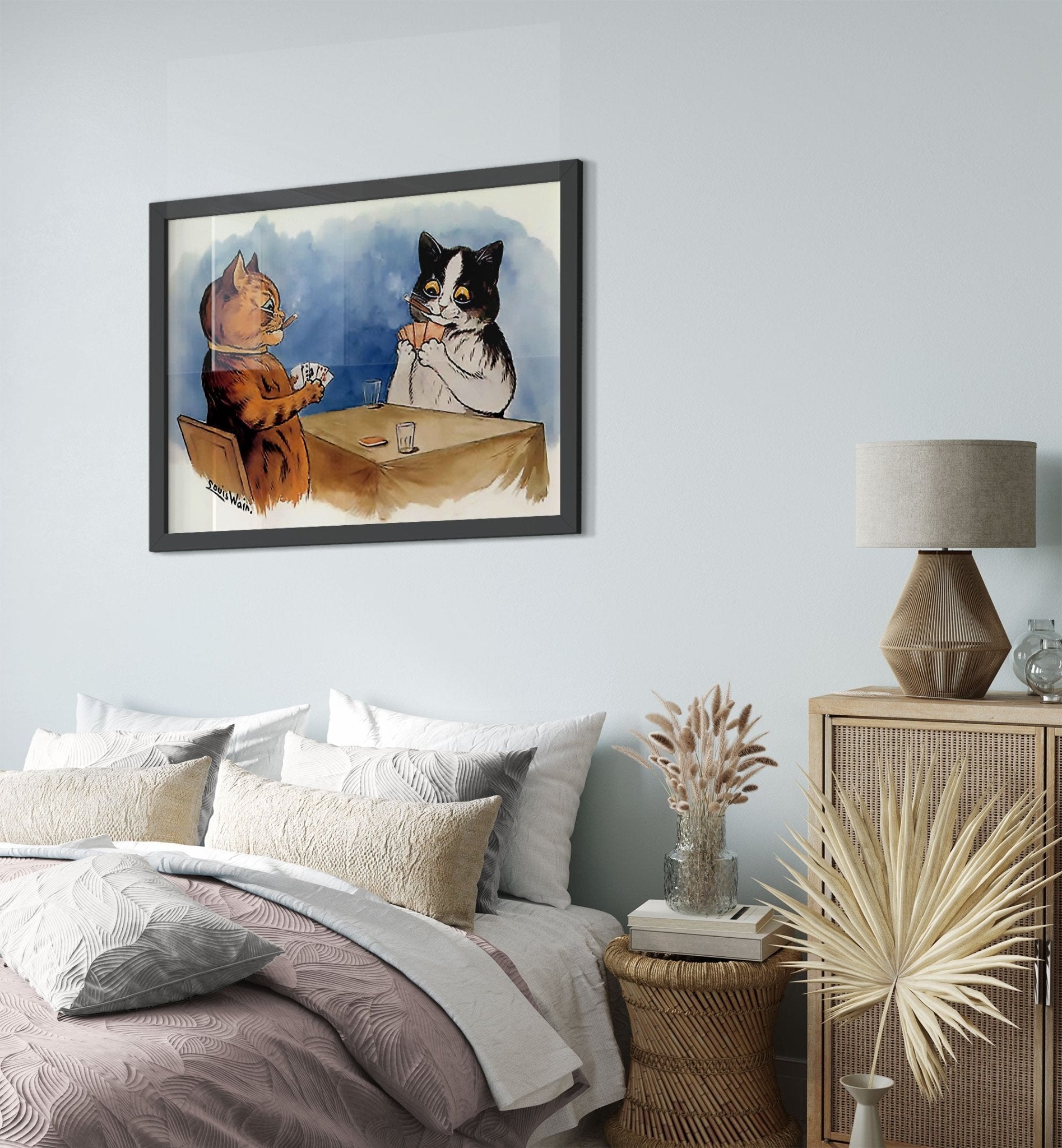 Cat Poker Framed Print, Louis Wain Framed - Cats Playing Poker - Louis Wain Cat Framed Print - WallArtPrints4U
