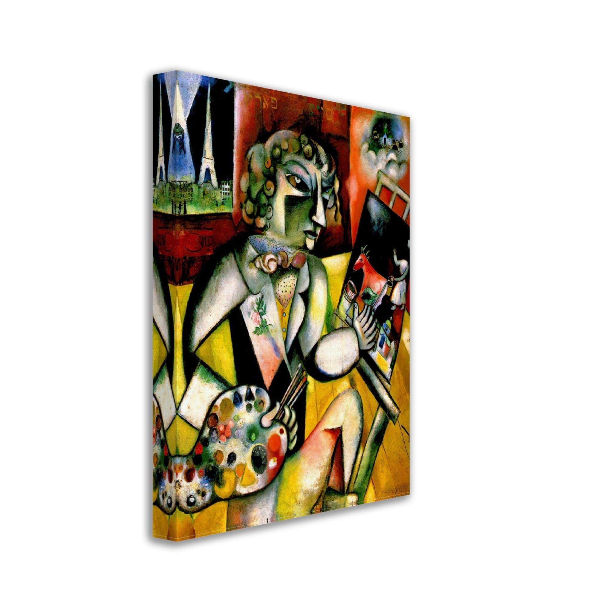 Chagall Canvas Print, Marc Chagall Self Portrait With Seven Fingers - Chagall Self Portrait Canvas Print - WallArtPrints4U