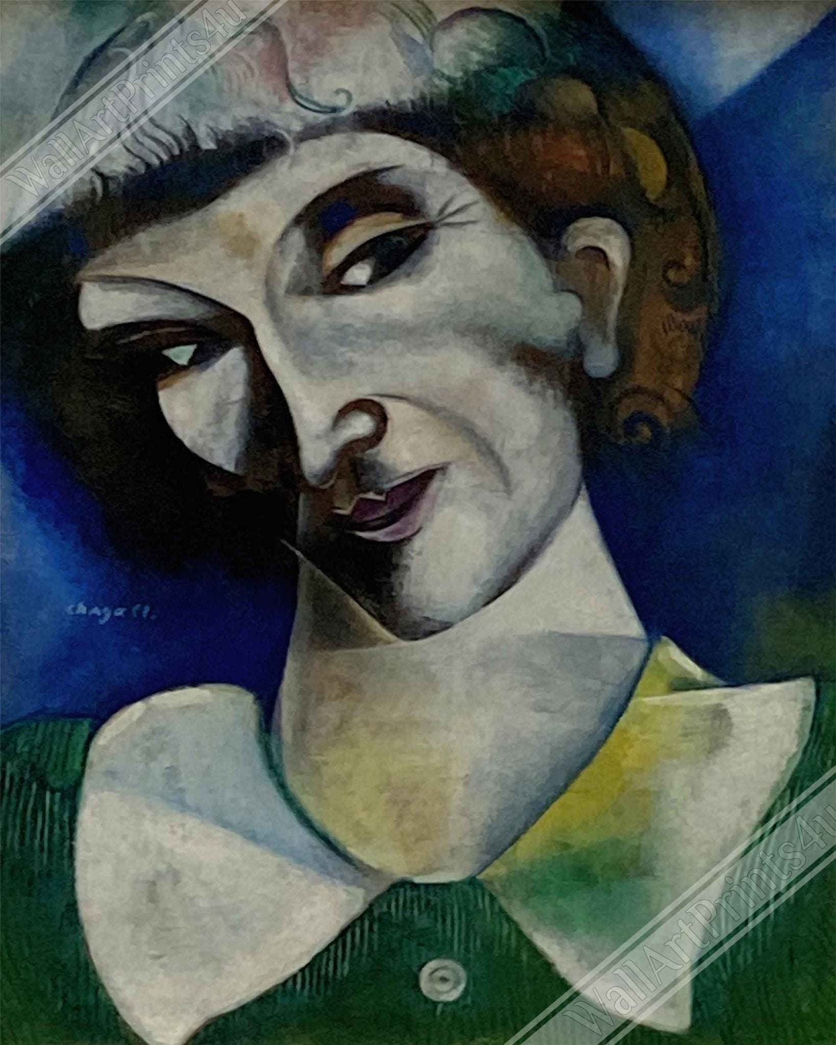 Chagall Print, Marc Chagall Self Portrait Poster - Chagall Self Portrait Poster Print - WallArtPrints4U