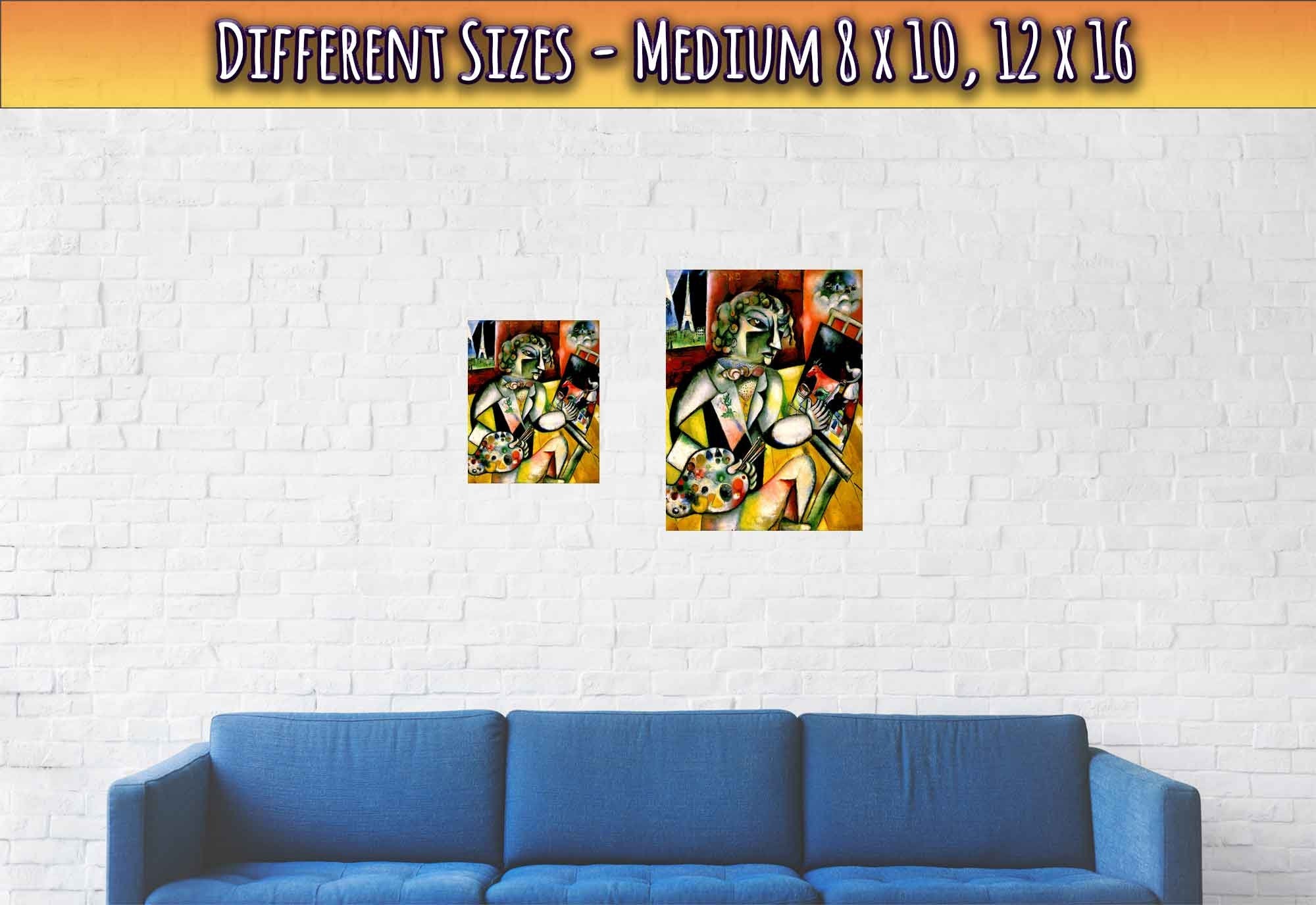 Chagall Print, Marc Chagall Self Portrait With Seven Fingers - Chagall Self Portrait Poster Print - WallArtPrints4U