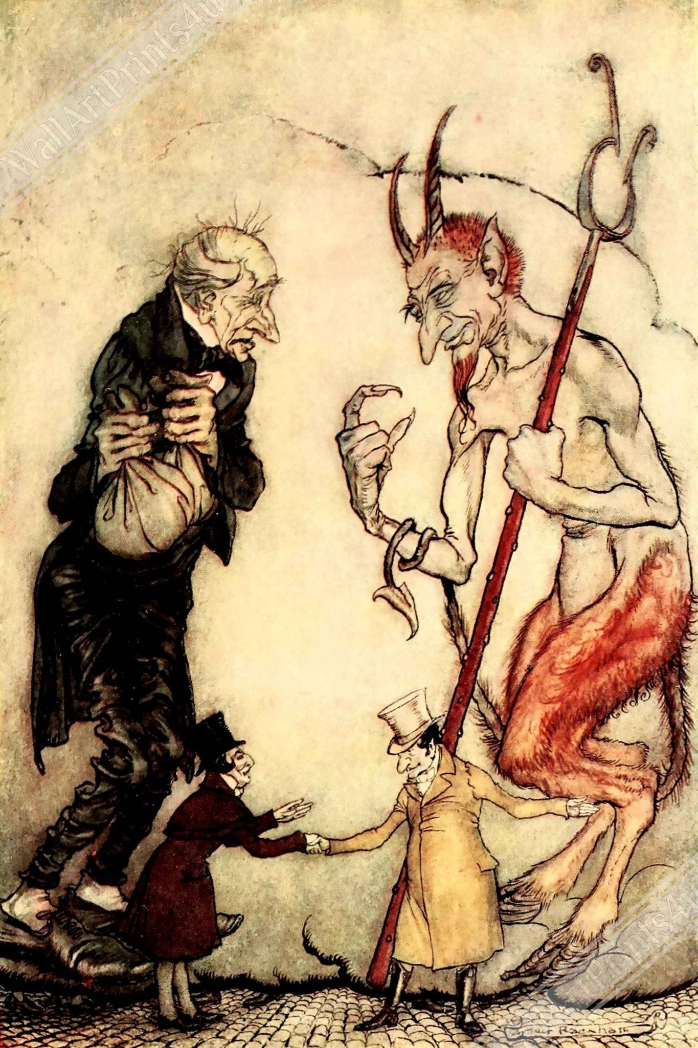 Christmas Carol Arthur Rackham Canvas Print - Old Scratch - Arthur Rackham Canvas - WallArtPrints4U