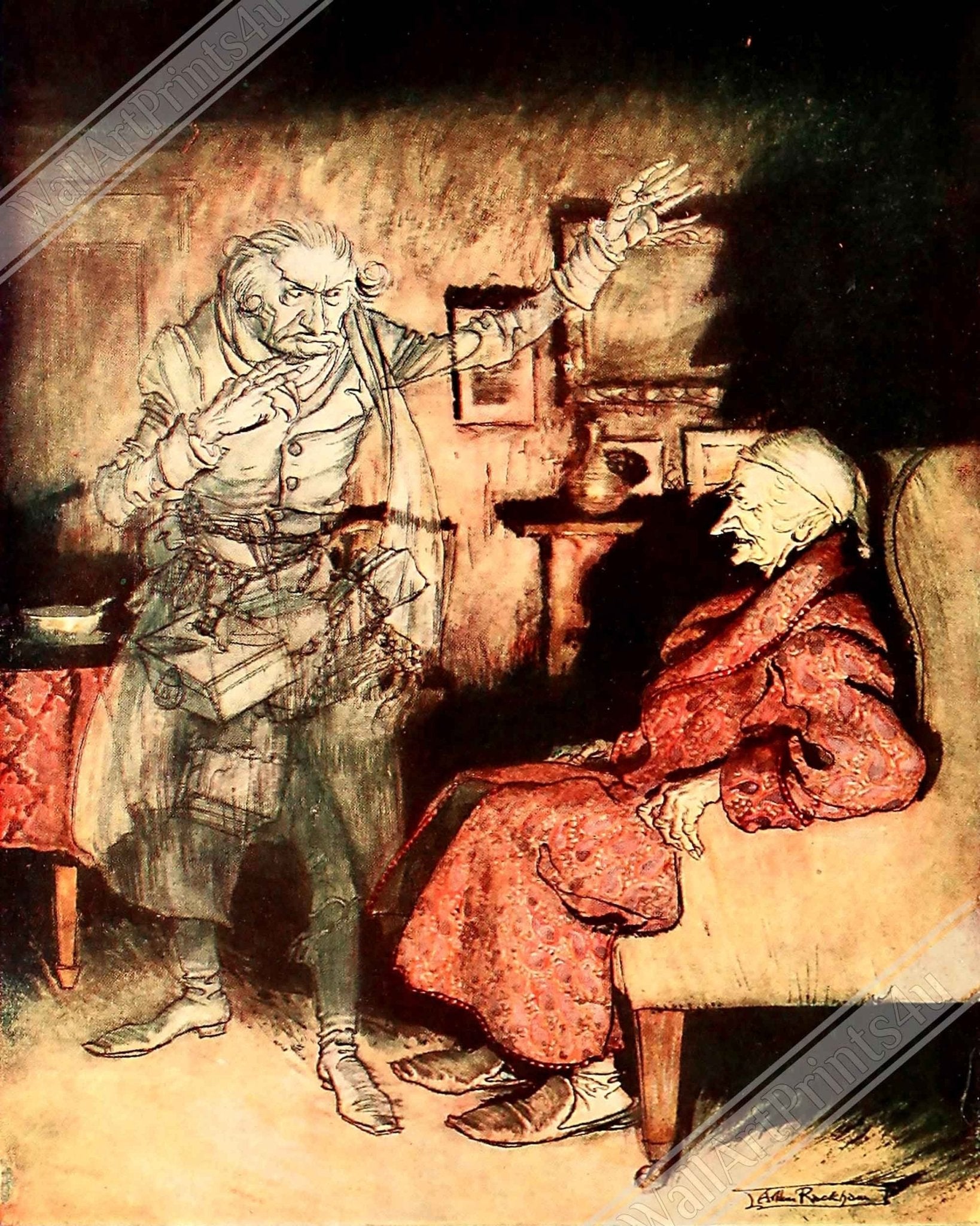 Christmas Carol Arthur Rackham Canvas - Scrooge And Christmas Past - Arthur Rackham Canvas Print - WallArtPrints4U