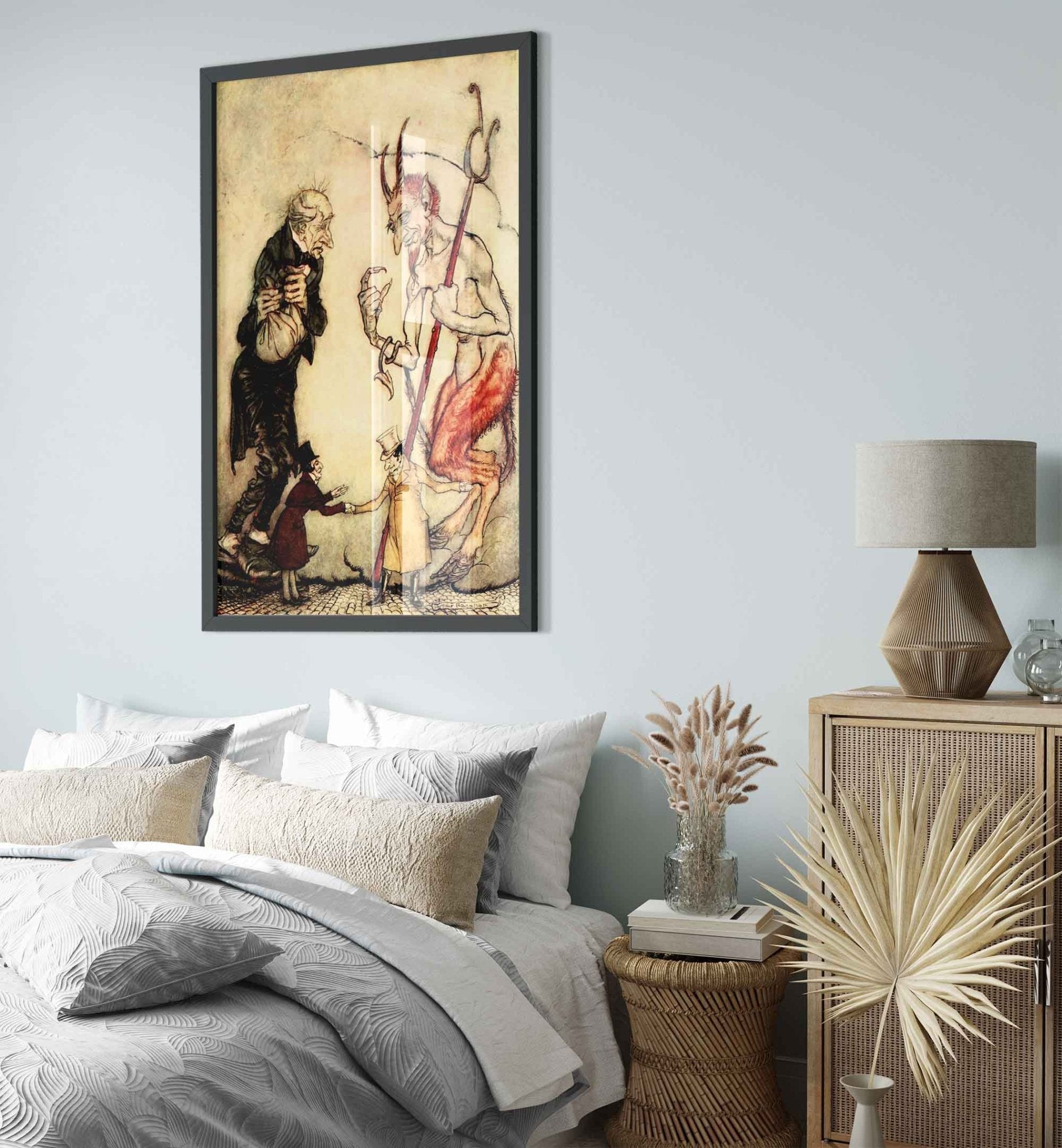 Christmas Carol Arthur Rackham Framed Print - Old Scratch - Arthur Rackham Framed UK, EU USA Domestic Shipping - WallArtPrints4U
