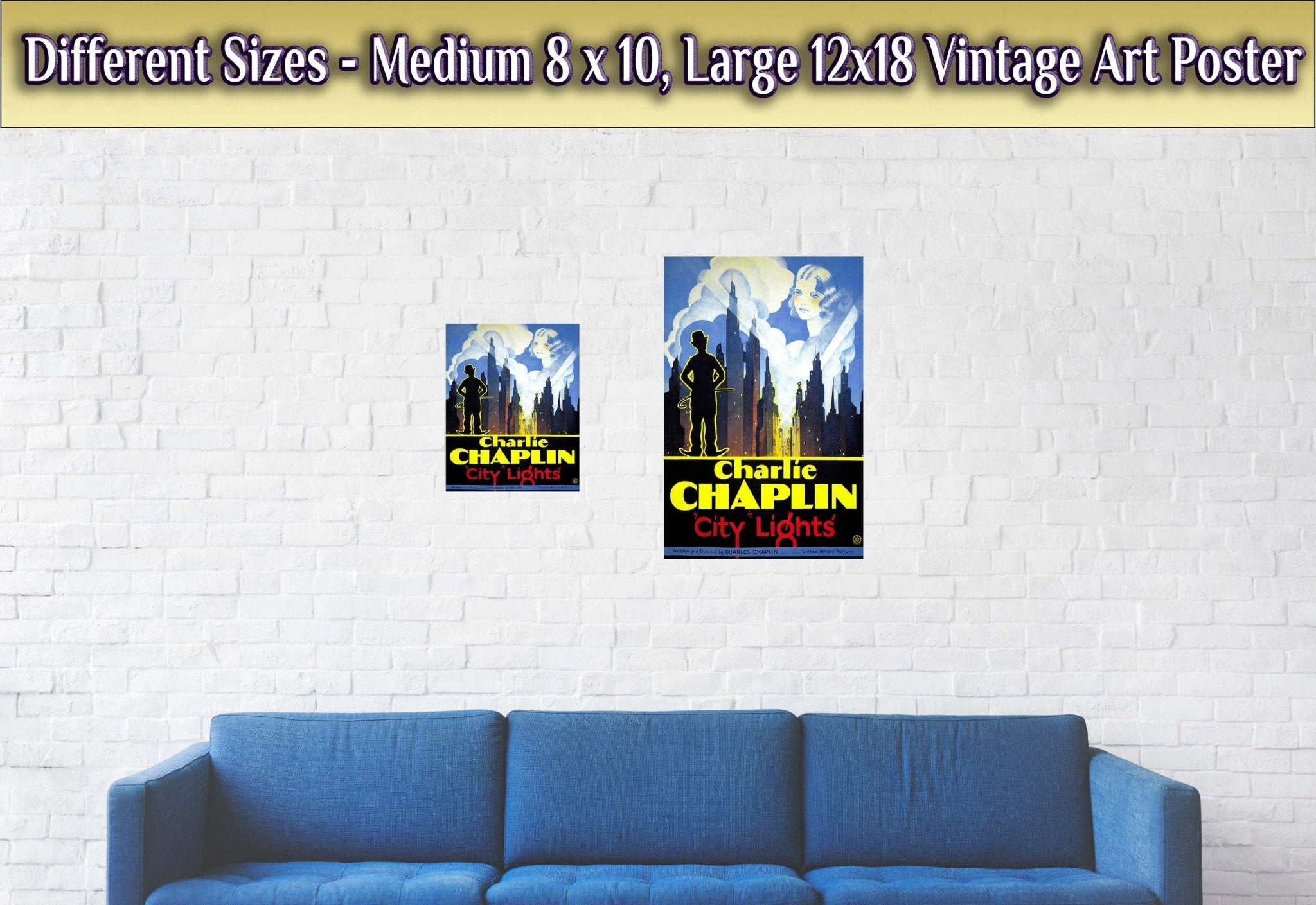 City Lights Poster, Vintage Movie Poster 1931 Poster Film Art - Charlie Chaplin - WallArtPrints4U