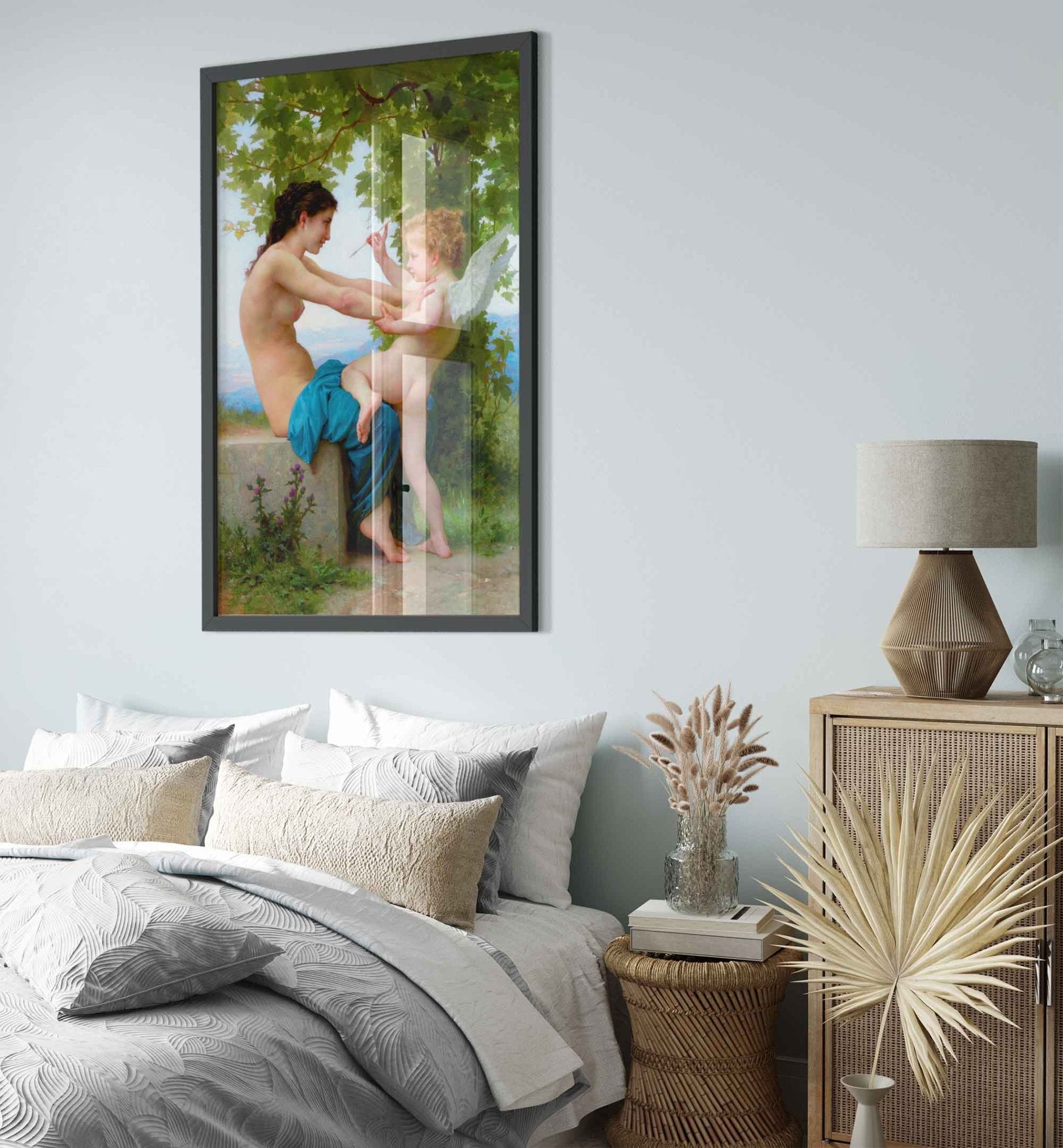 Cupid Eros Framed Print A Young Girl Defends Herself Against Cupid/Eros Framed Print Framed William Bouguereau 1880 - WallArtPrints4U