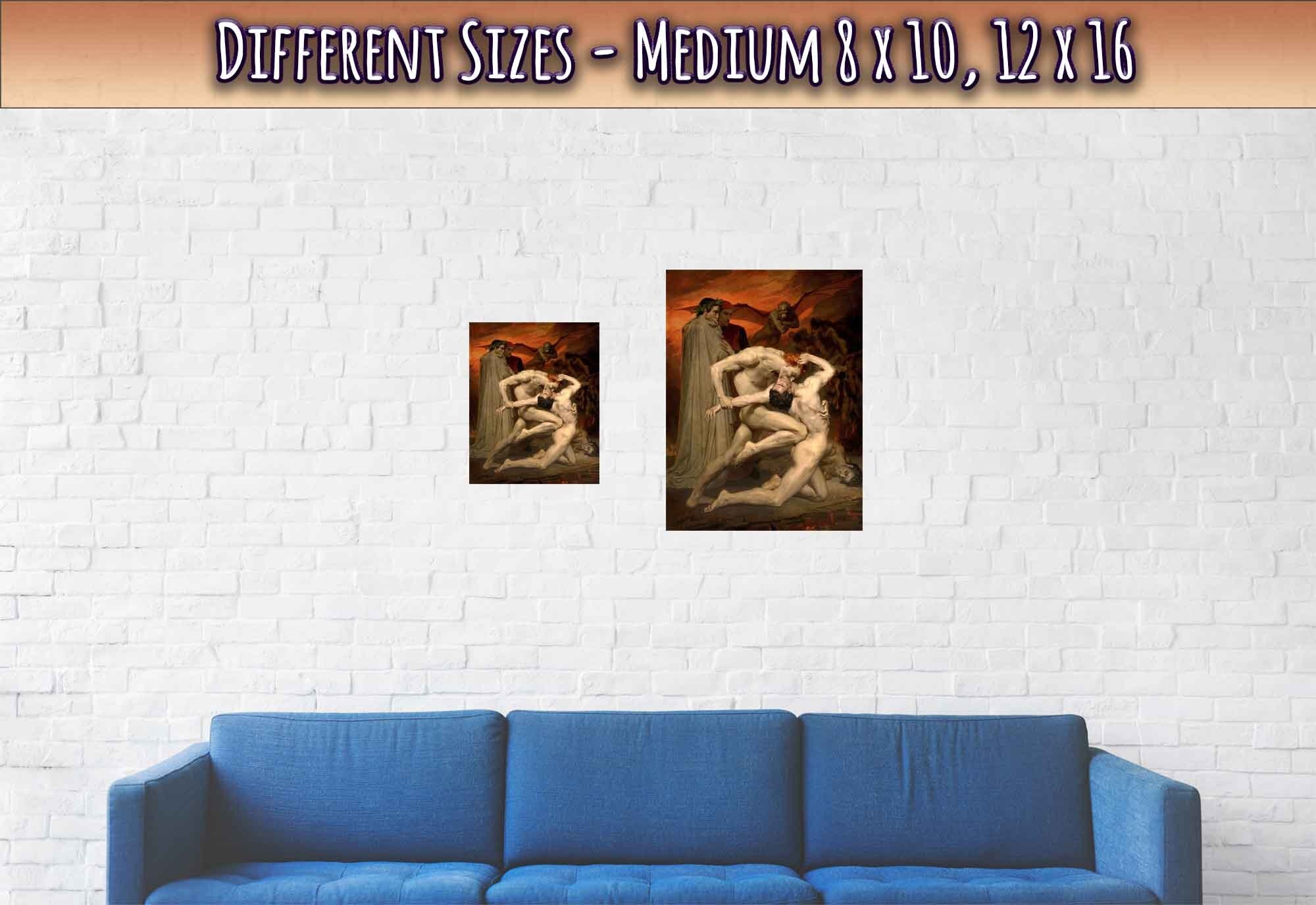 Dante And Virgil Poster - Divine Comedy Poster - Dante And Virgil In Hell, Bouguereau 1850 - WallArtPrints4U