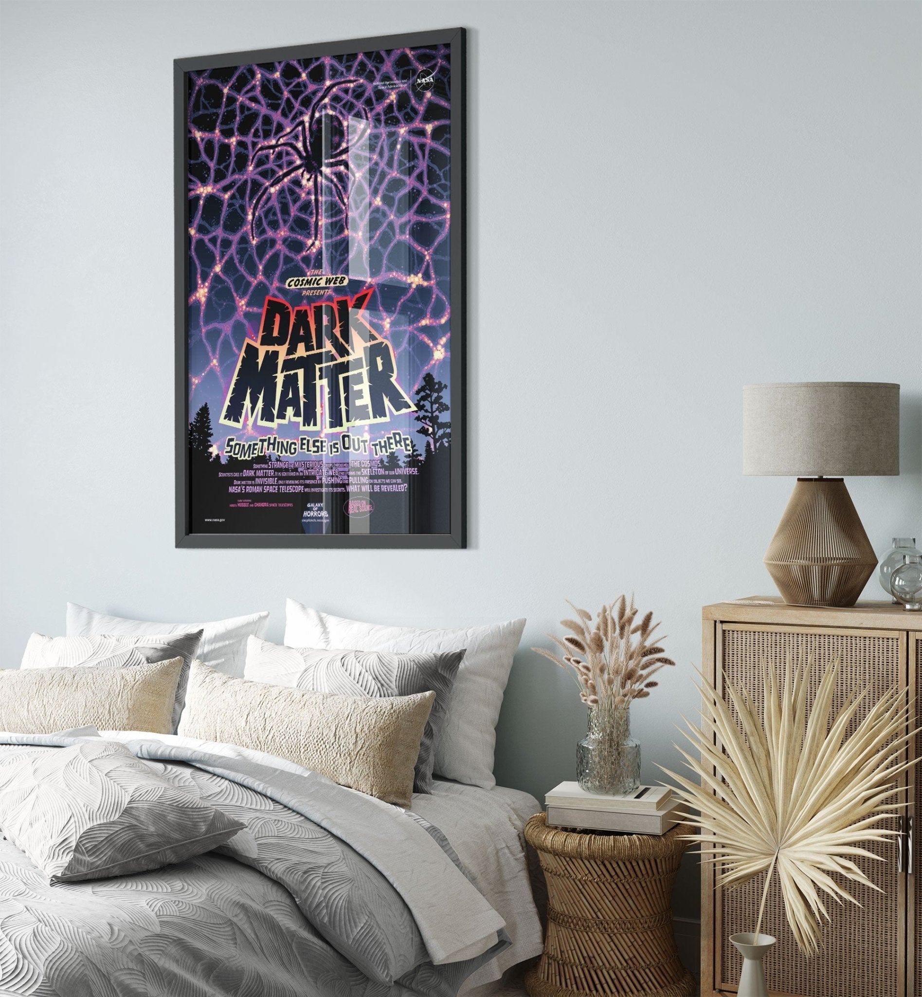Dark Matter Framed - Vintage Nasa Space Framed Halloween Comic Version Designed By Nasa - WallArtPrints4U