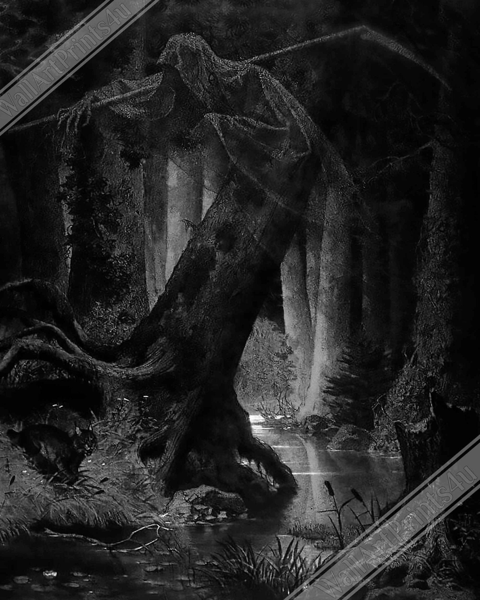 Death Poster - Arthur Grottger - Death In The Wilderness - Halloween Death Print - WallArtPrints4U