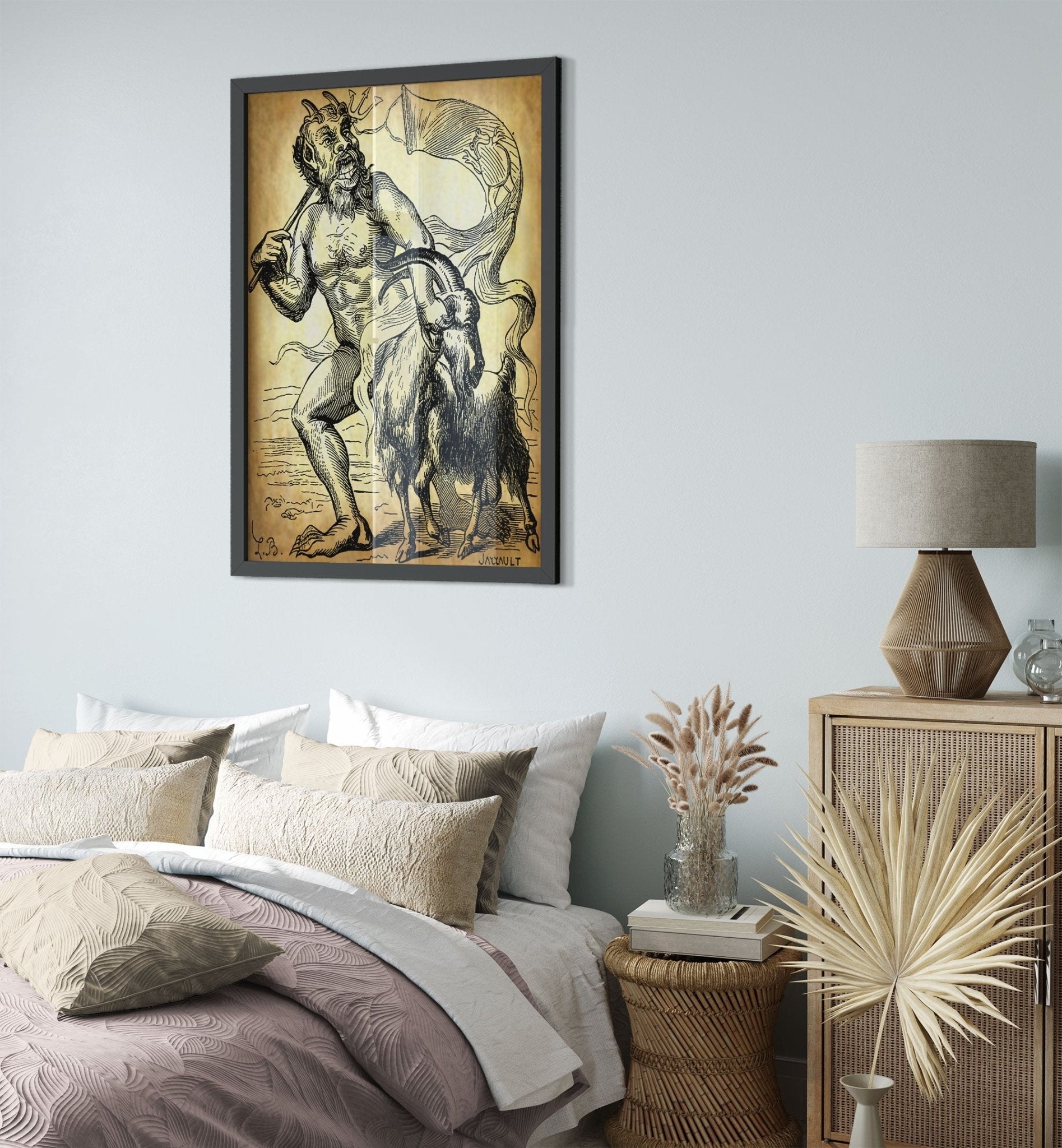 Demon Azazel Framed - Vintage Demonic Art Framed Print - Parchment Version - Louis De Bretton - WallArtPrints4U