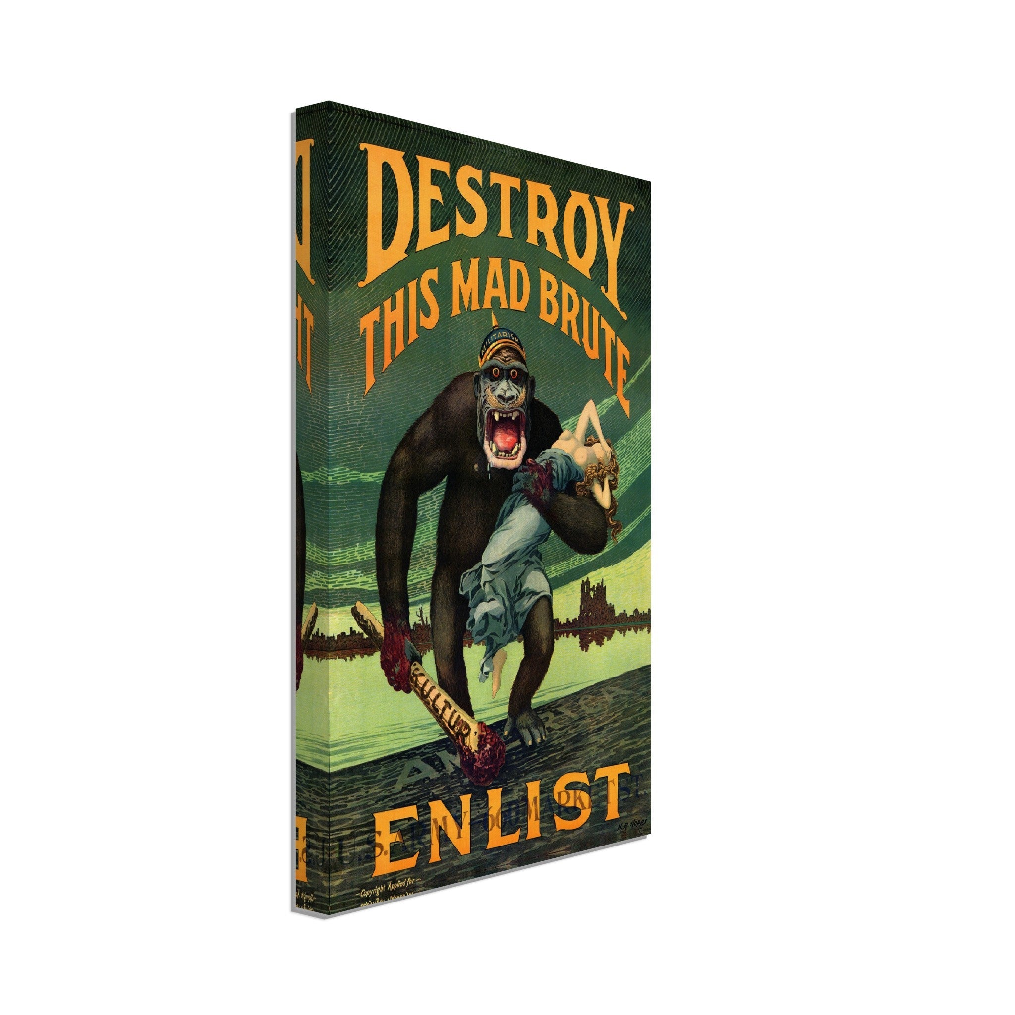 Destroy Mad Brute Canvas, World War 1 Propaganda Canvas Print, Vintage Canvas 1917 - WallArtPrints4U
