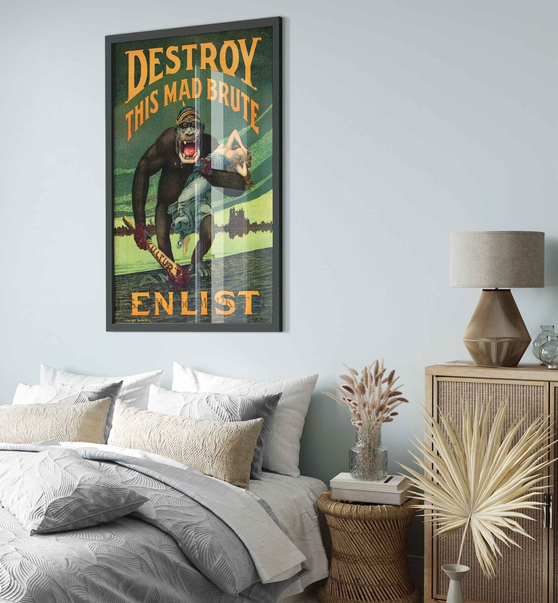 Destroy Mad Brute Framed, World War 1 Propaganda Framed Print, Vintage Framed 1917 - WallArtPrints4U