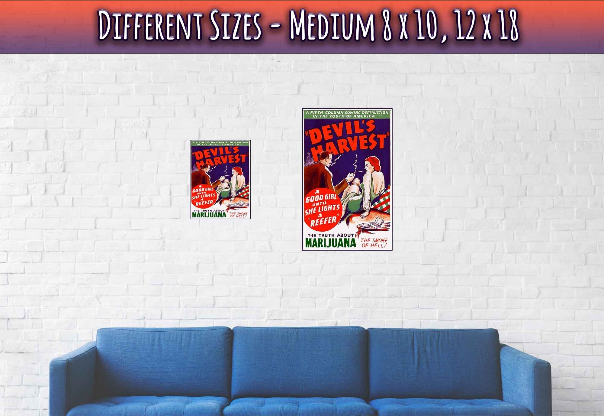Devils Harvest Propaganda Poster, "Scary" Cannabis Propaganda - Marijuana Propaganda Print - WallArtPrints4U