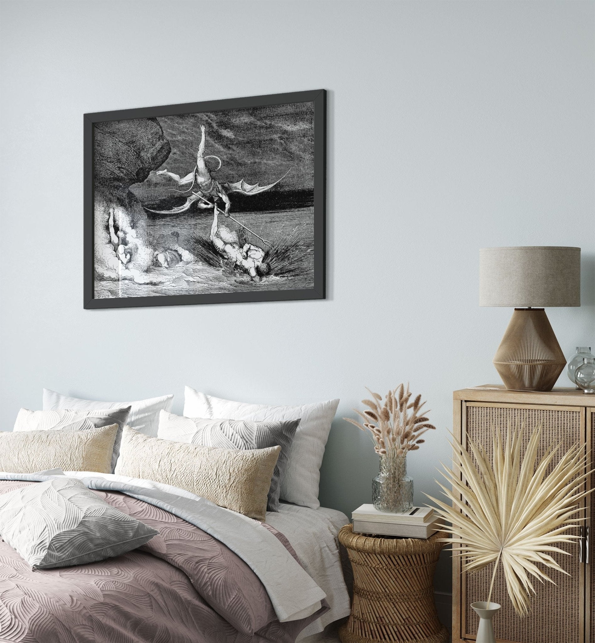 Divine Comedy Framed - Demon Trying To Catch A Sinner - Gustave Dore Illustration - WallArtPrints4U